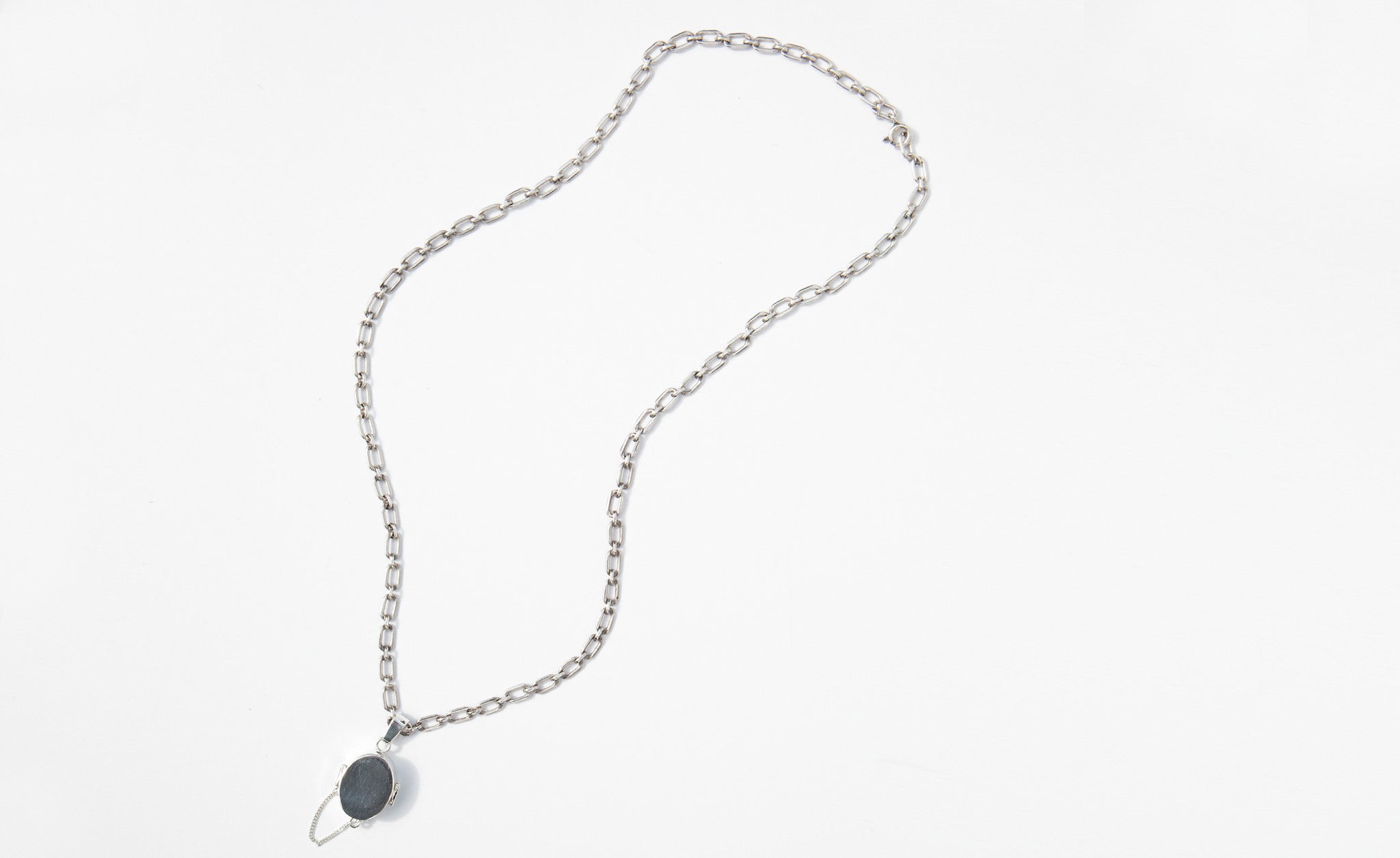 René Habie Oval Sterling Silver Locket Necklace