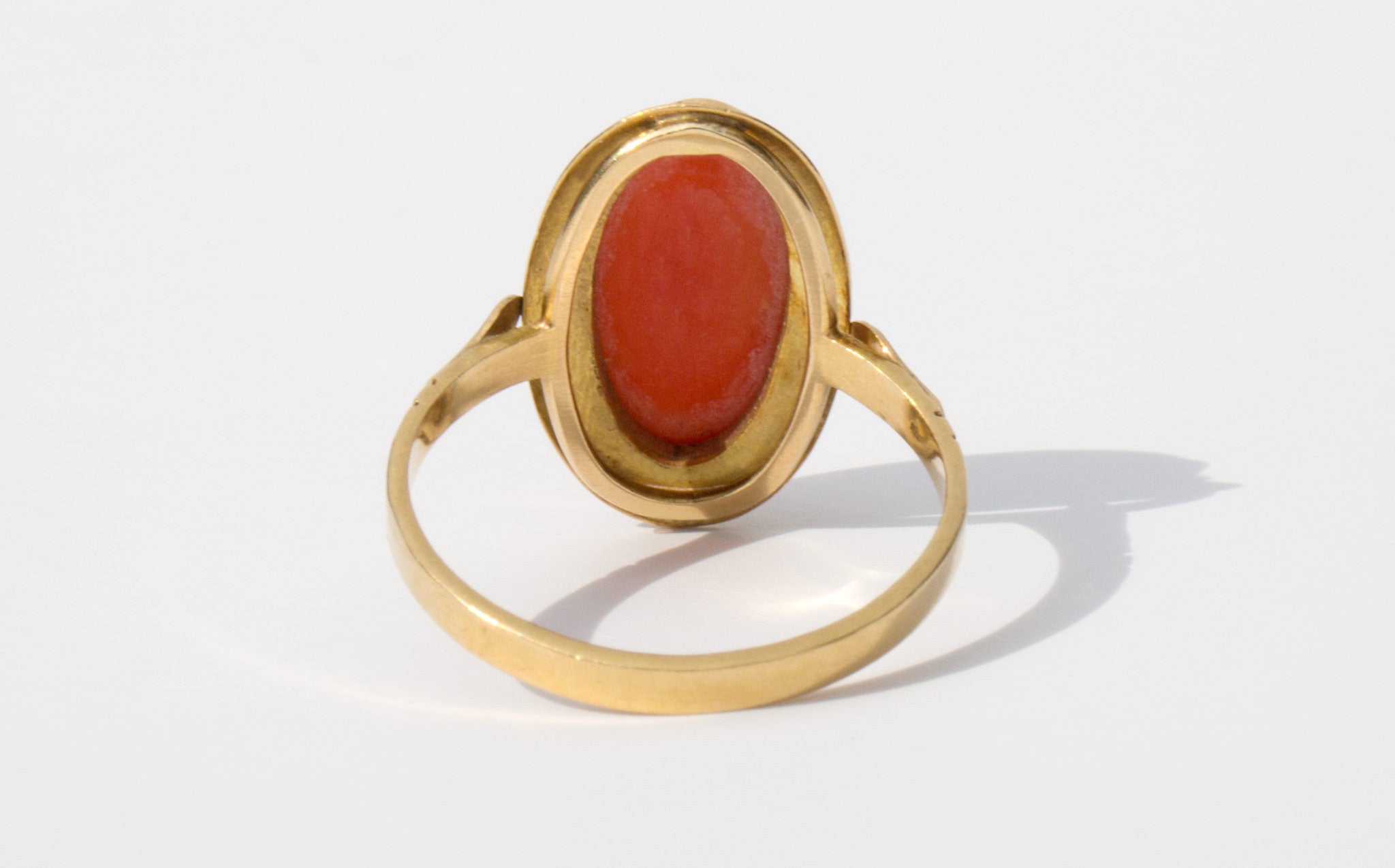 Coral and 18K Gold Ring