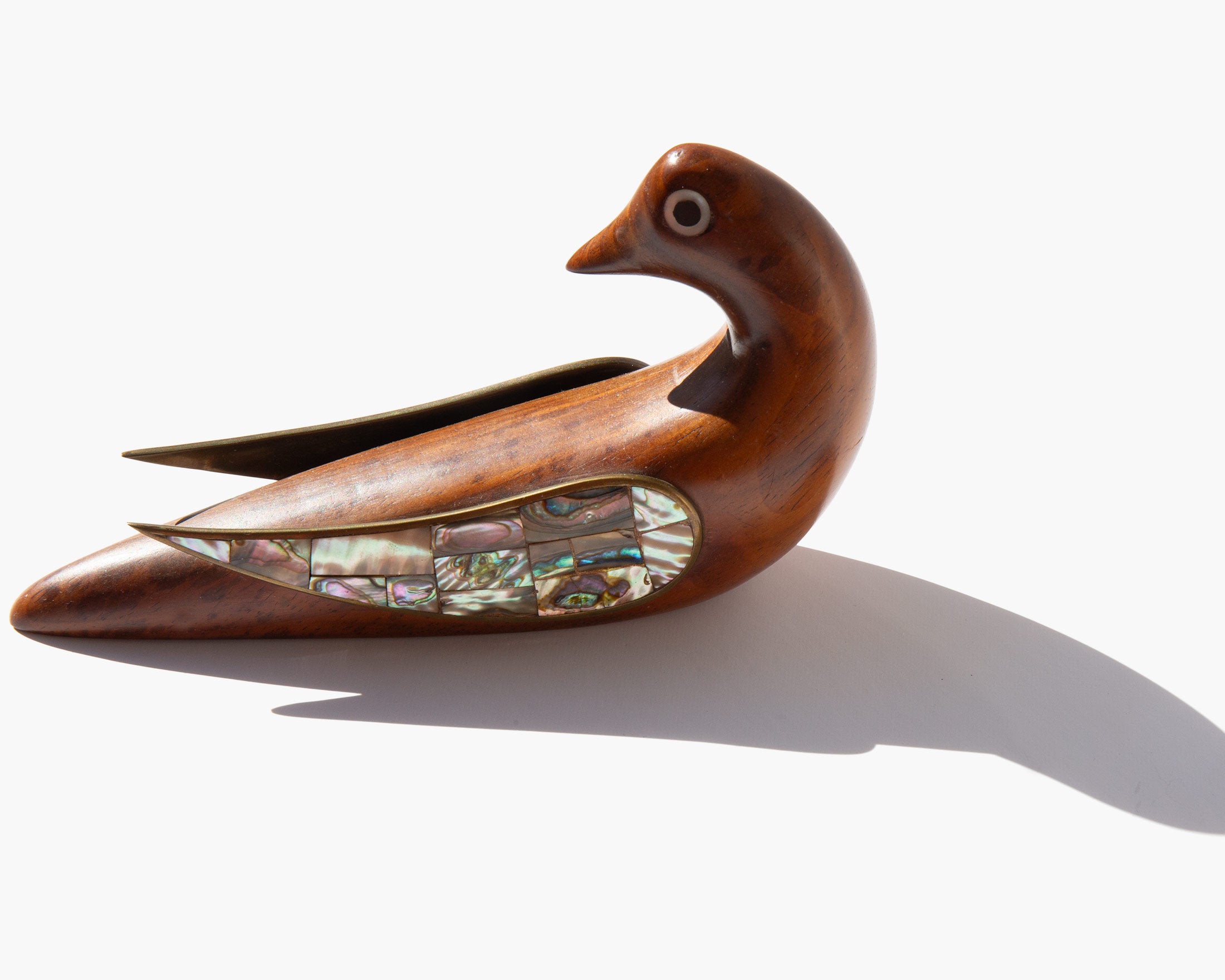 Carved Wood and Abalone Dove