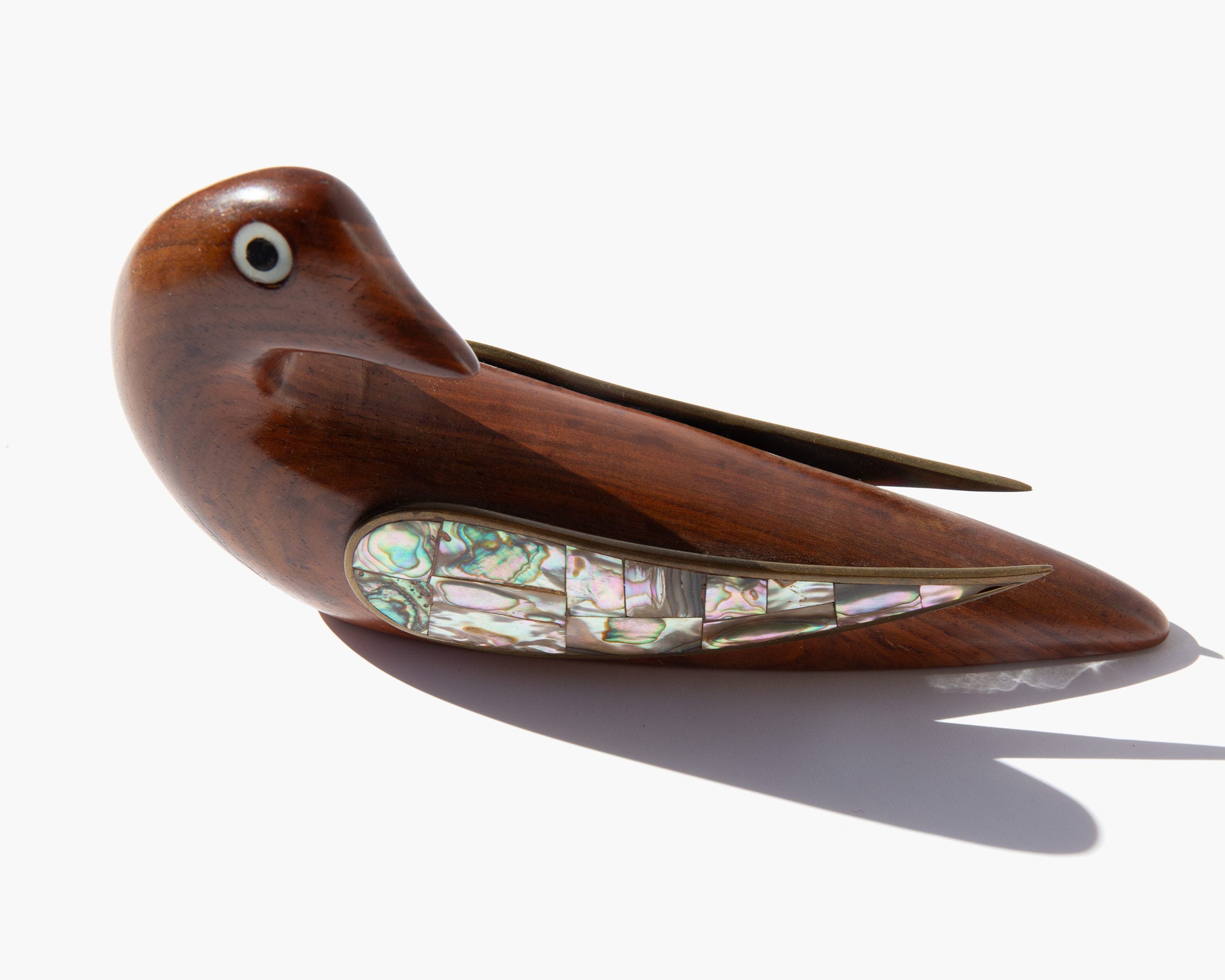 Carved Wood and Abalone Dove