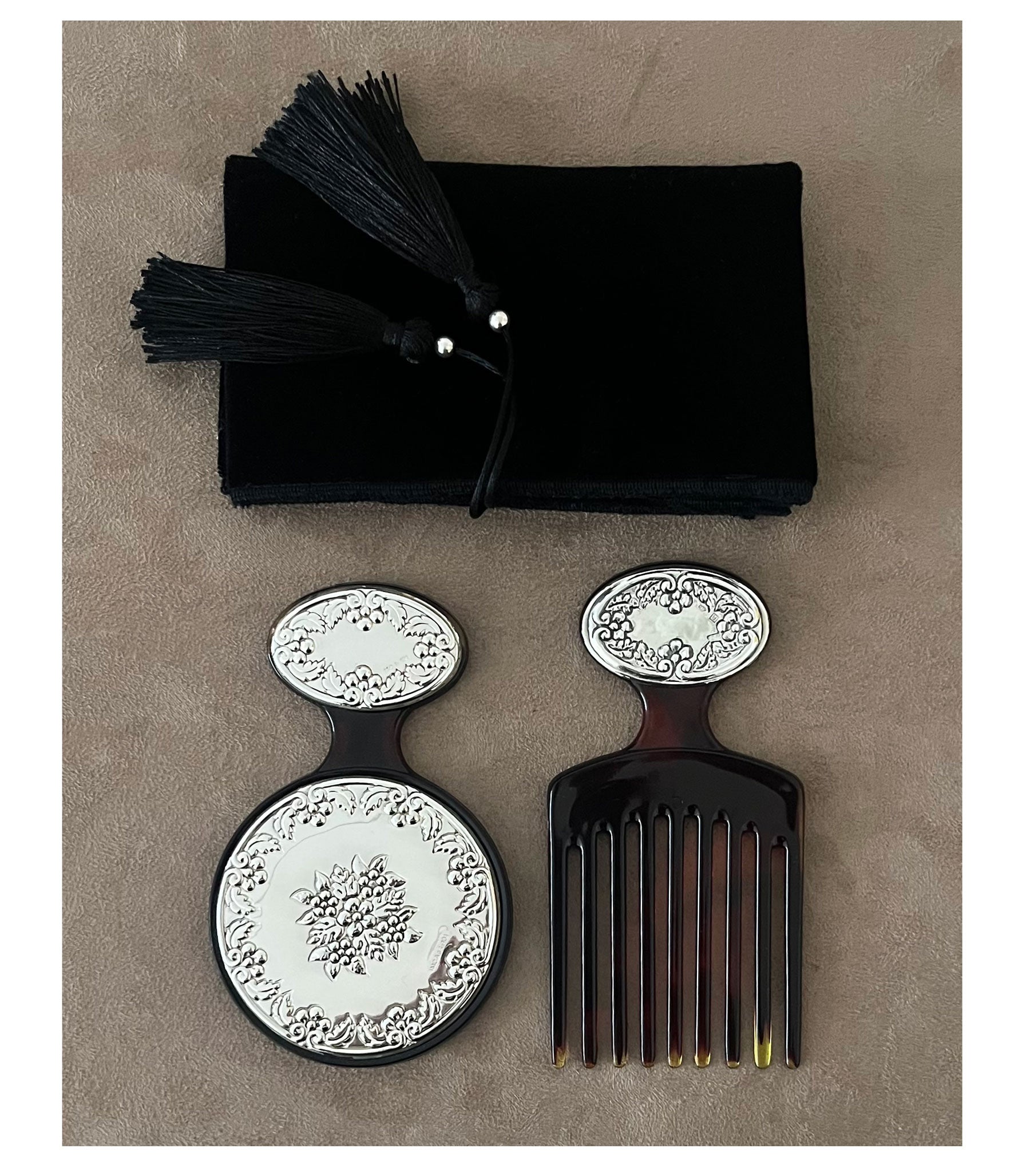 Vintage Italian Pocket Mirror and Comb