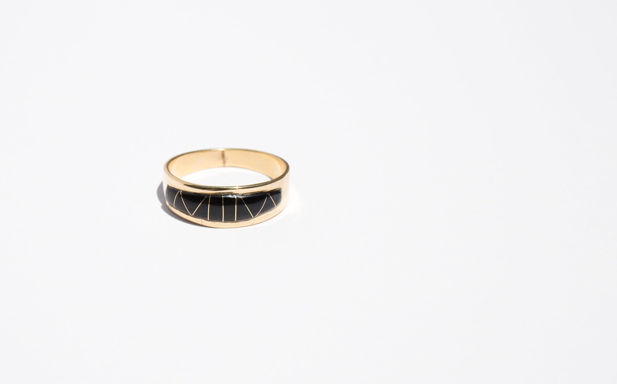 Jet Inlay and 14K Gold Band