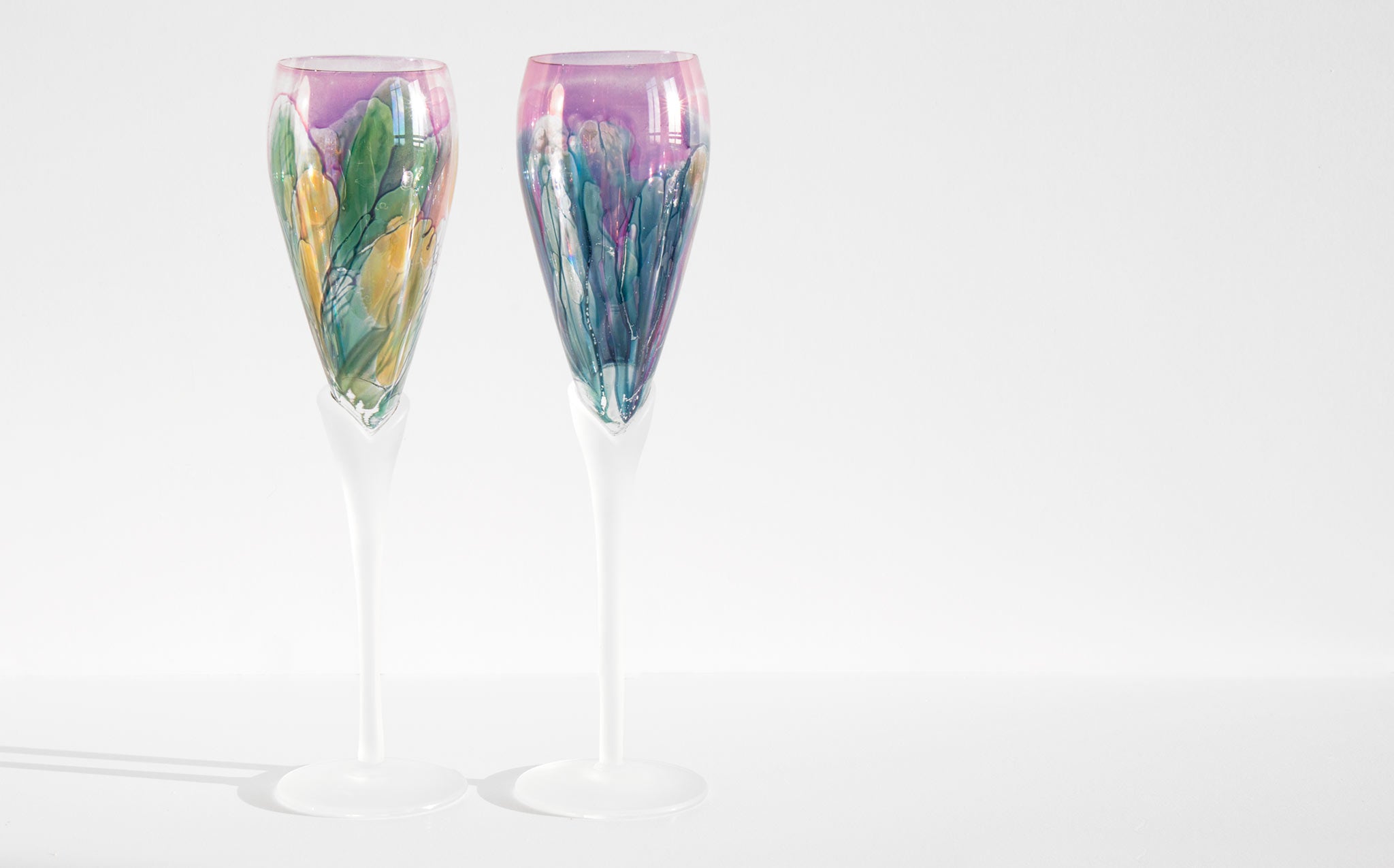 Art Glass Champagne Flutes