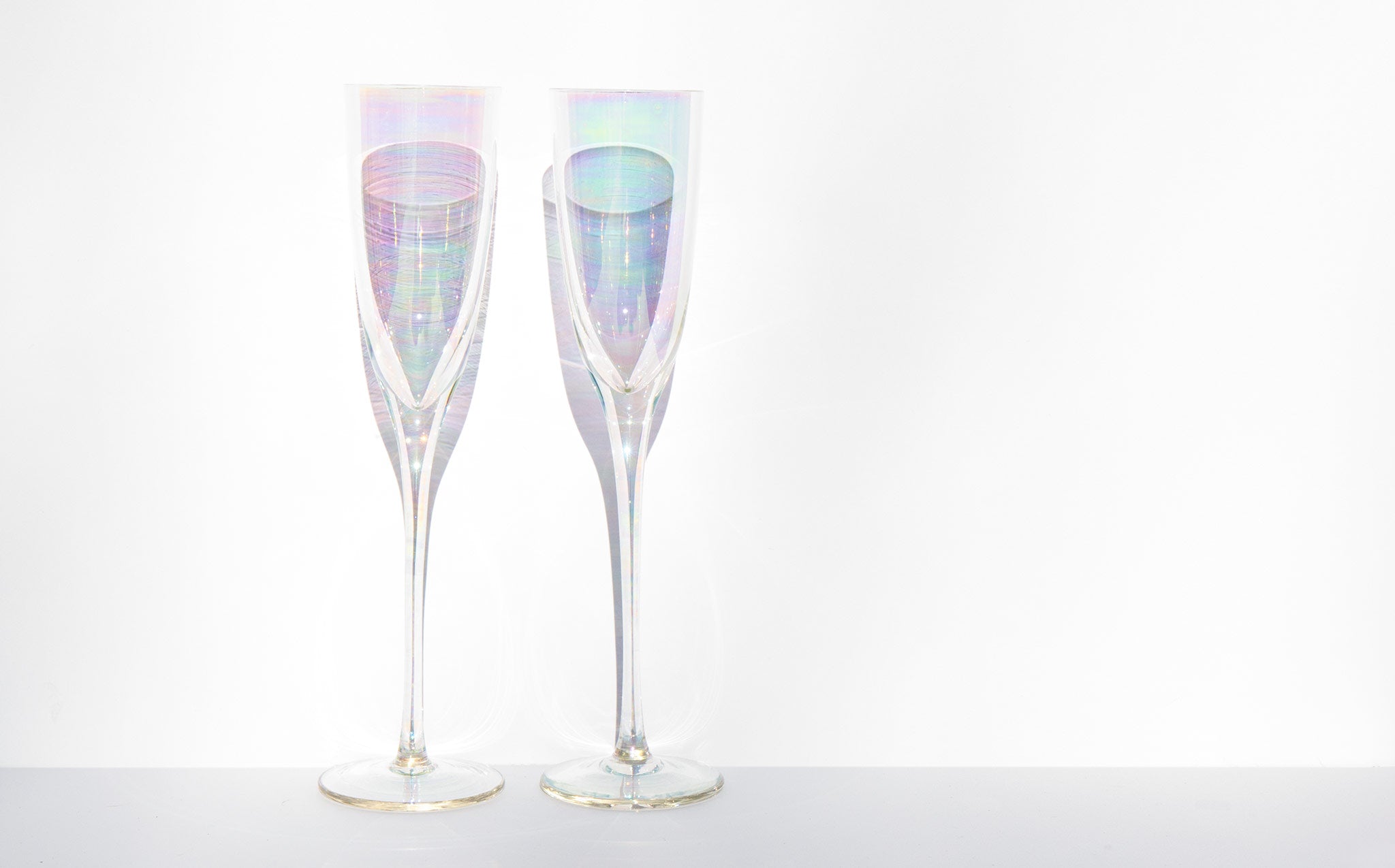Tall Iridescent Champagne Flutes