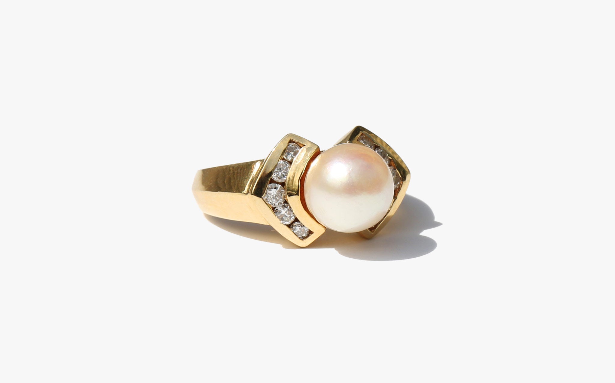 Deco Pearl and Diamond Ring