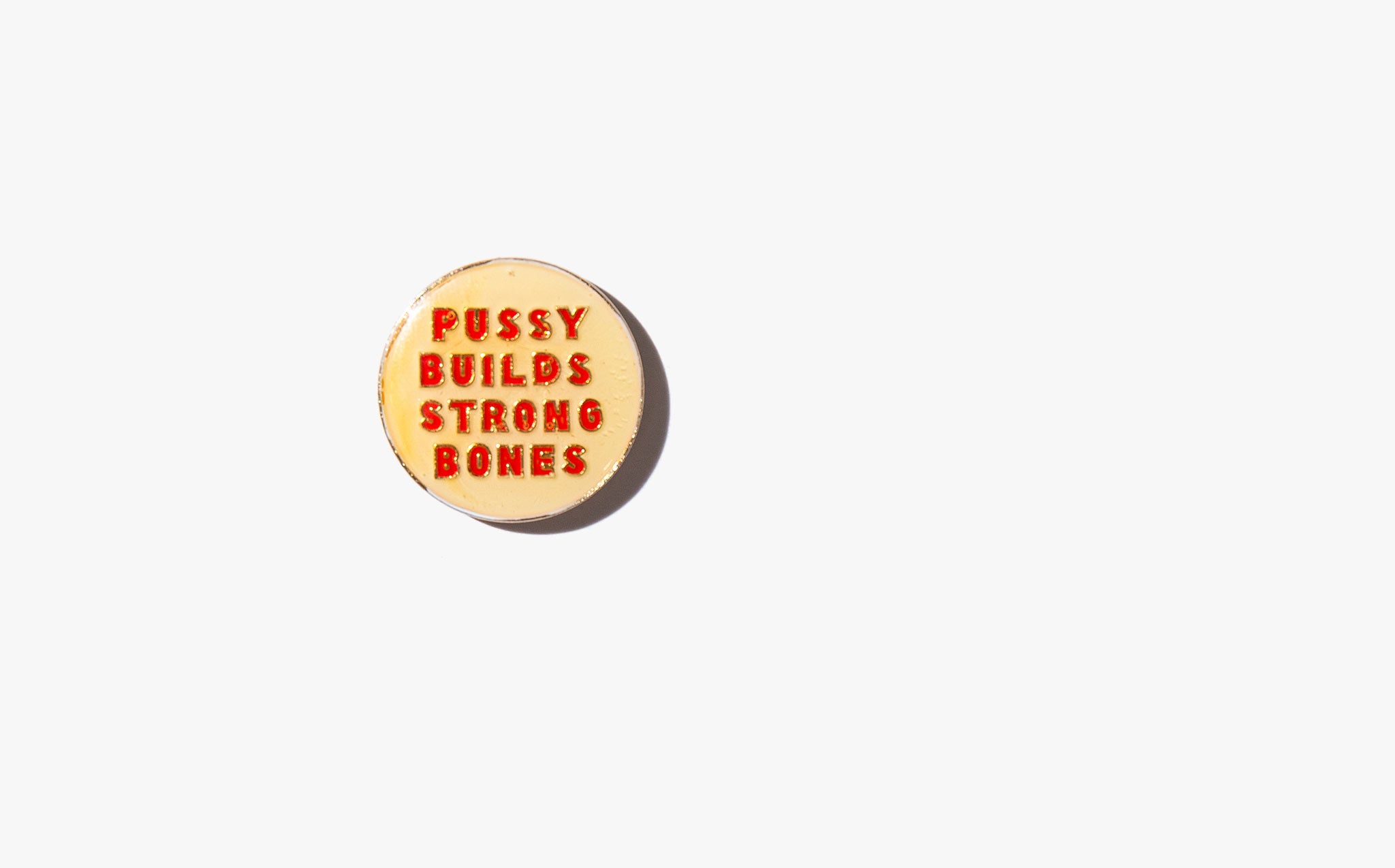 Pussy Builds Strong Bones Vintage Pin