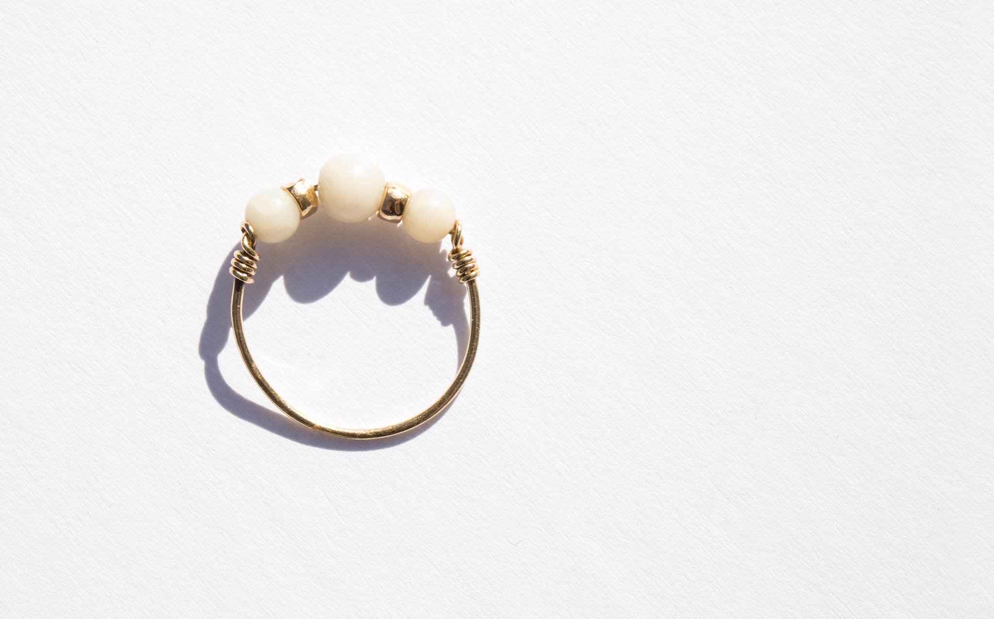 Gold and Coral Wire Ring