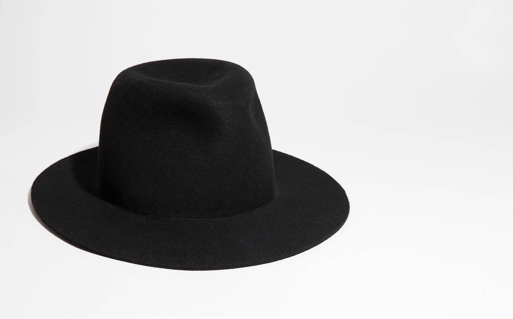 Clyde Black Wool Pinch Hat