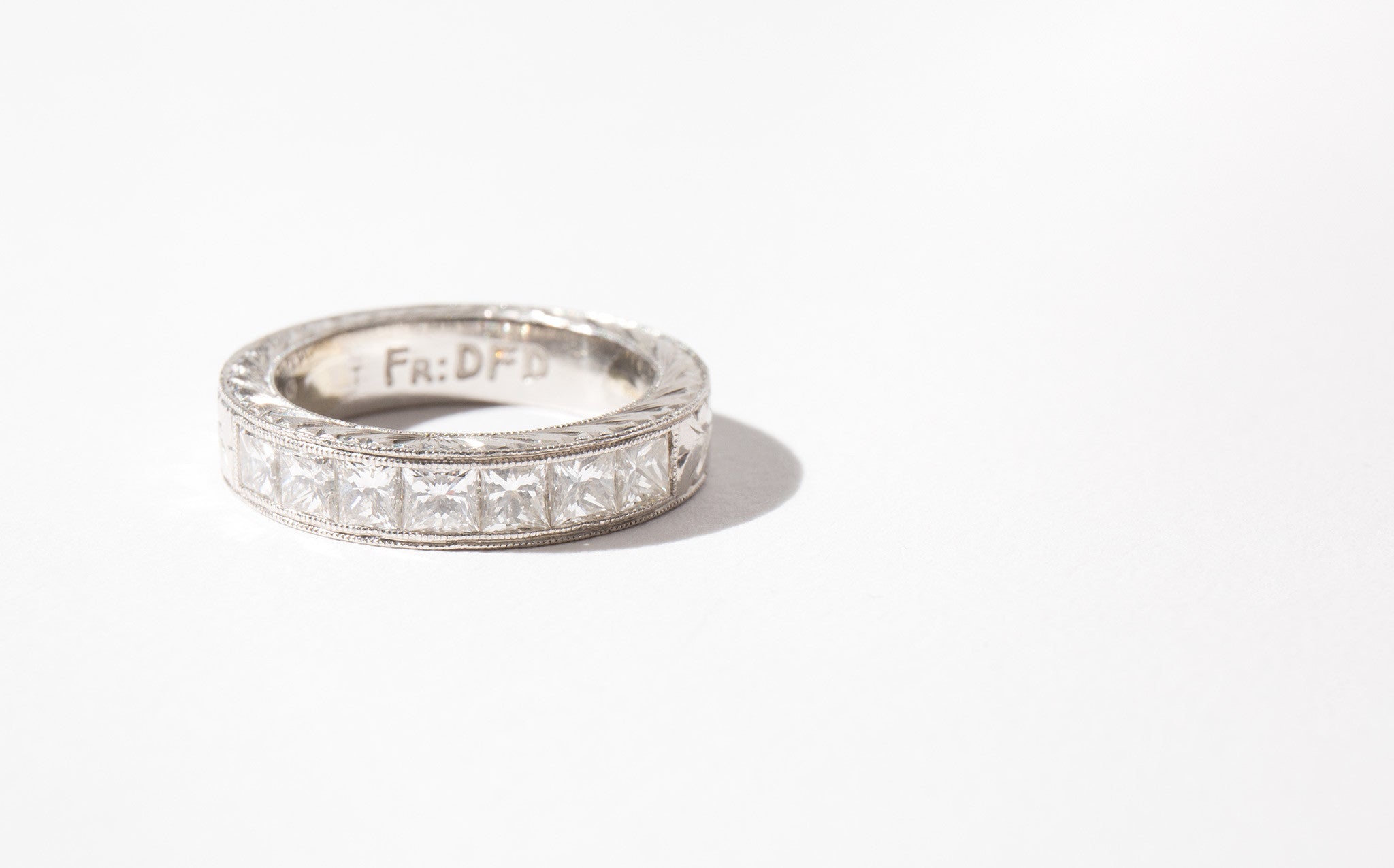 Etched Platinum and Diamond Band