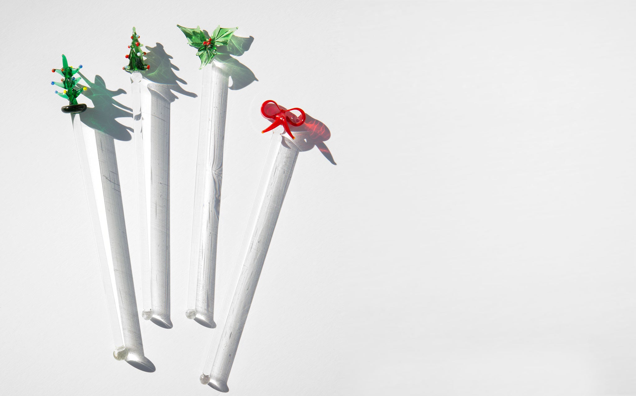 Glass Christmas Swizzle Sticks