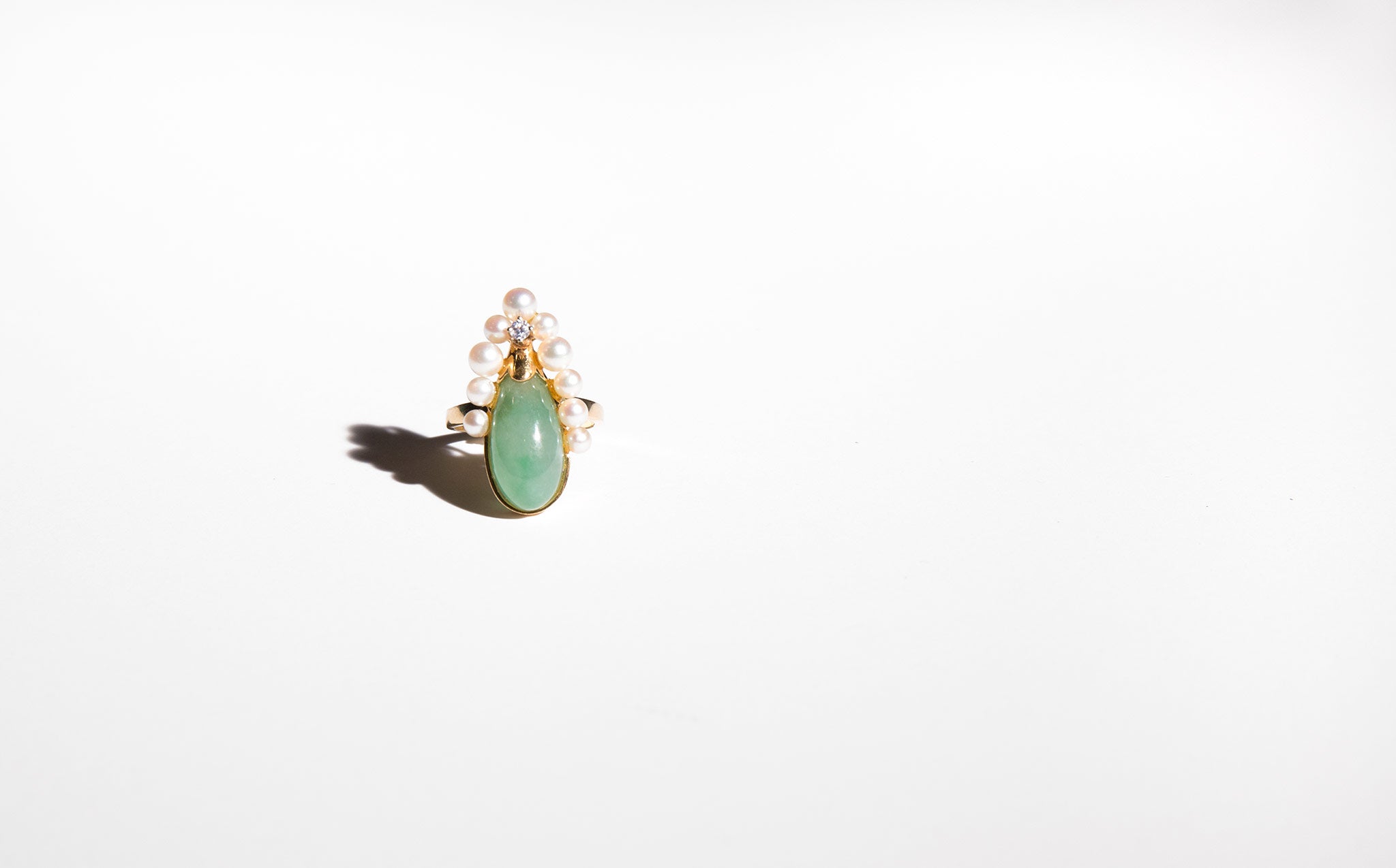 Jade and Pearl Beetle Ring