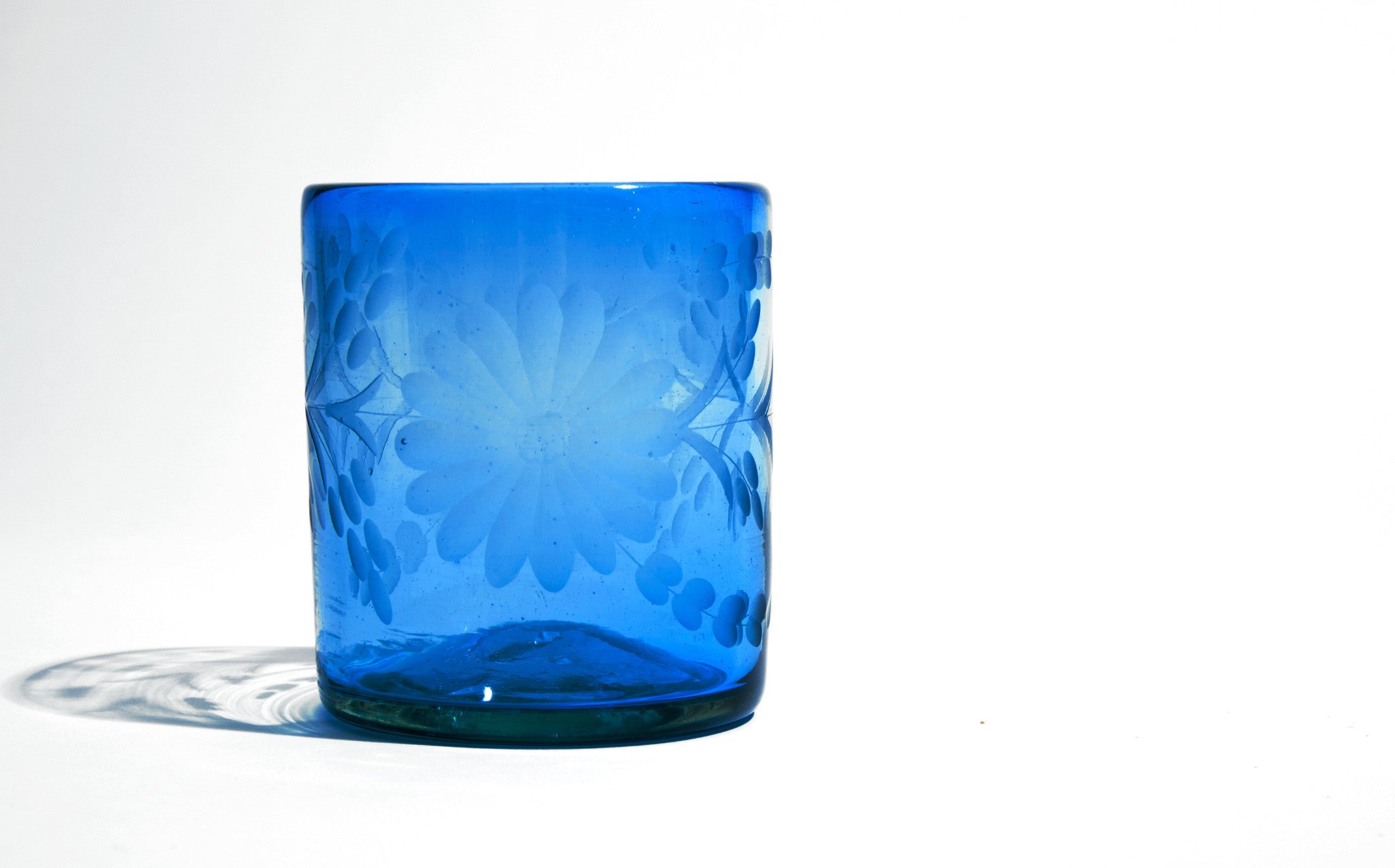 Etched Mexican Cobalt Glass