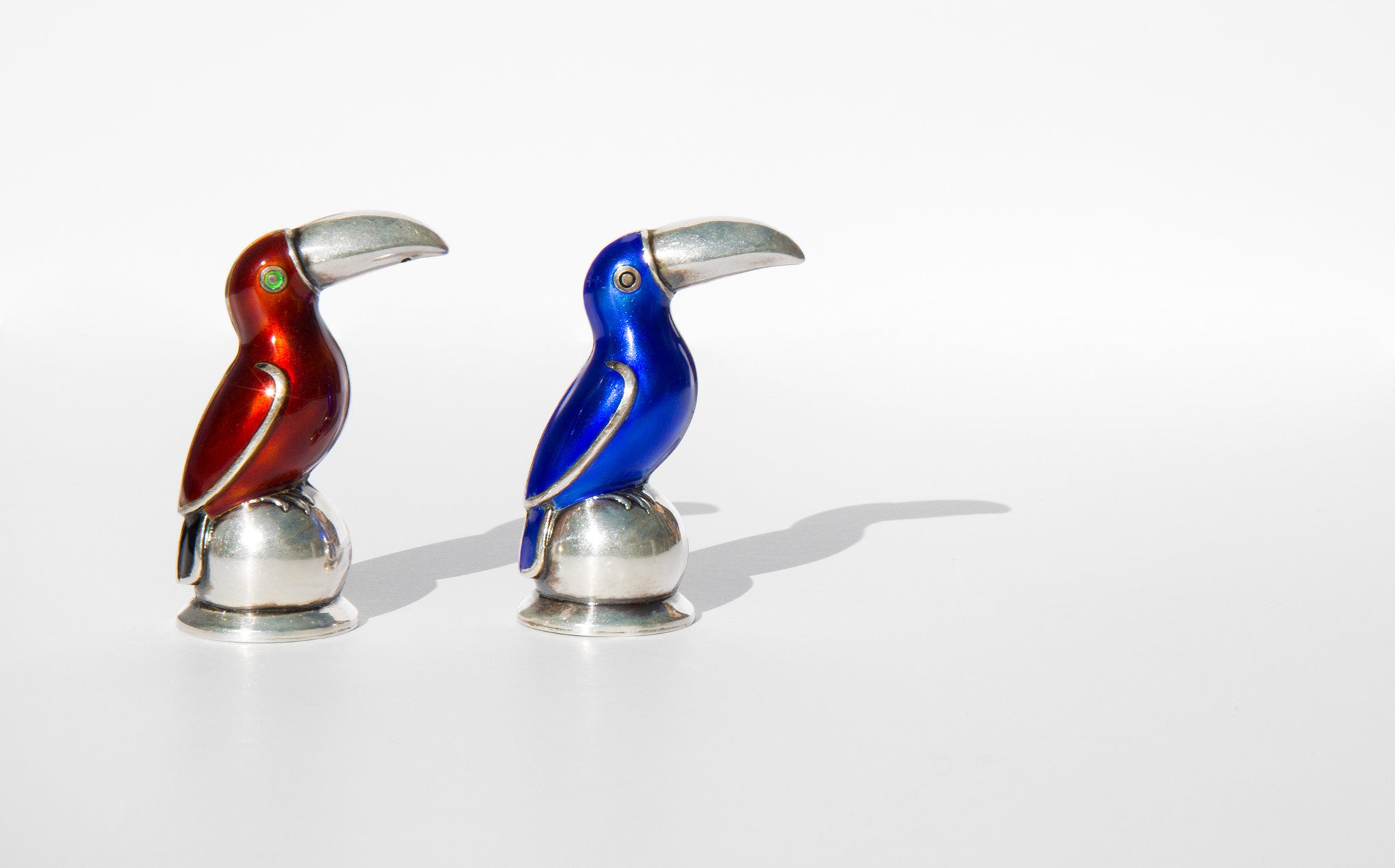 Sterling Silver With Enamel Toucan Salt and Pepper