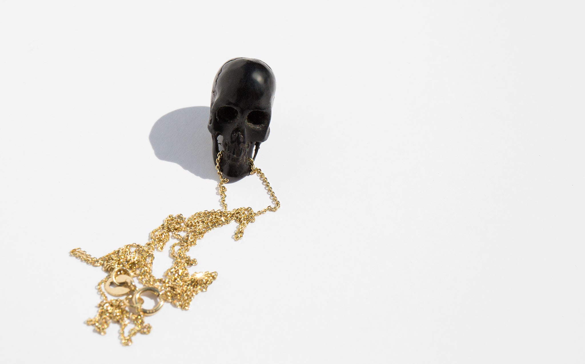 Victorian Black Coral Skull Necklace