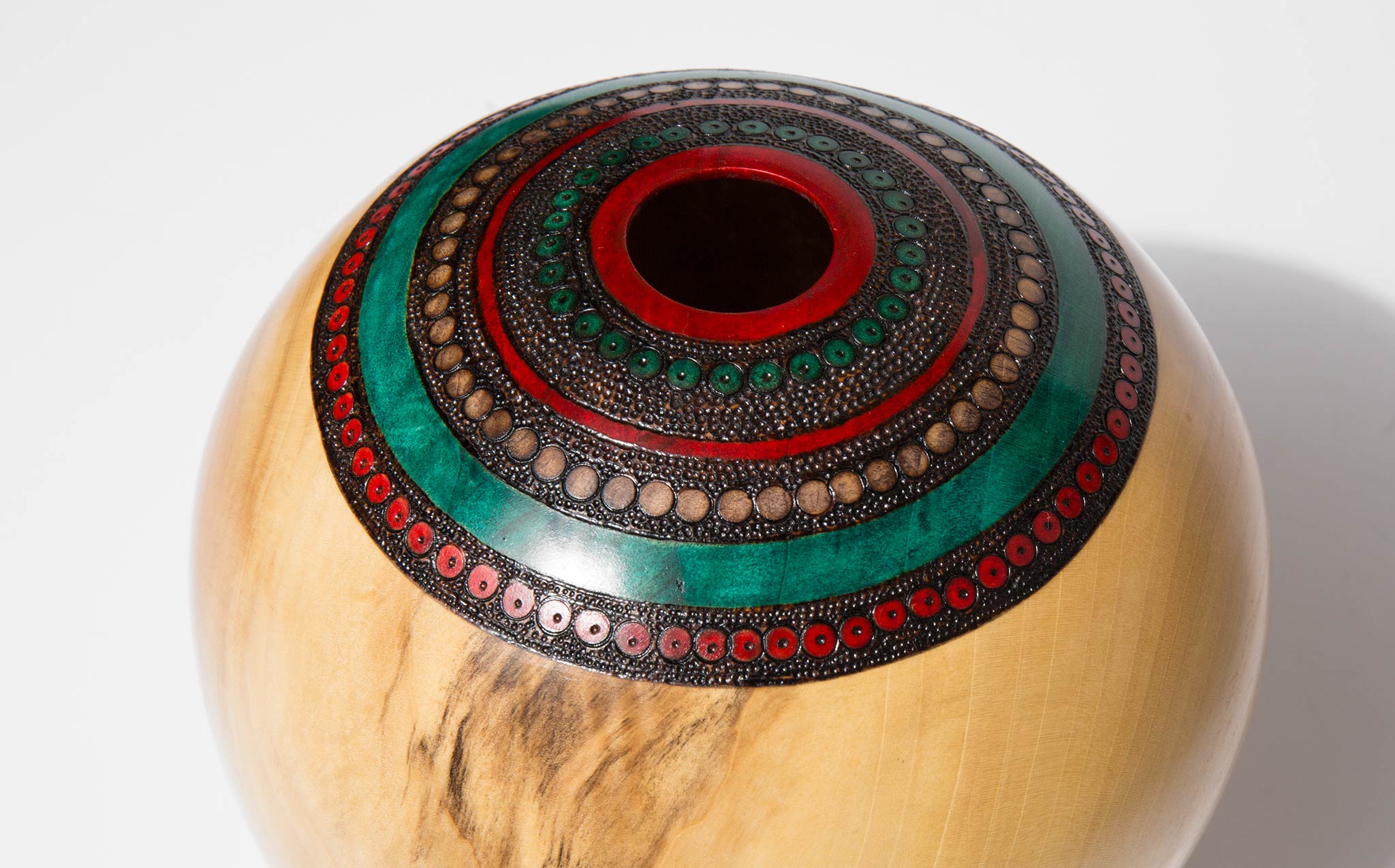 Bruce Perlmutter Hand Lathed Poplar Vessel With Pyrography