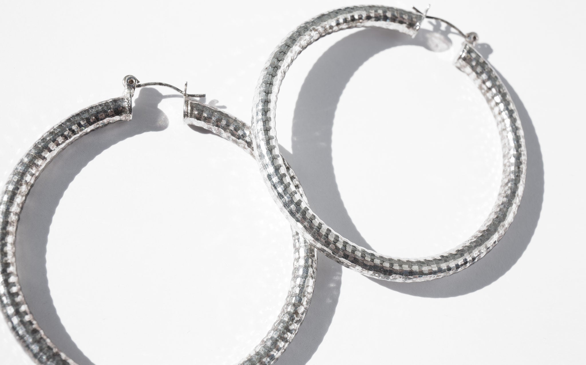 Faceted Silver Hoops