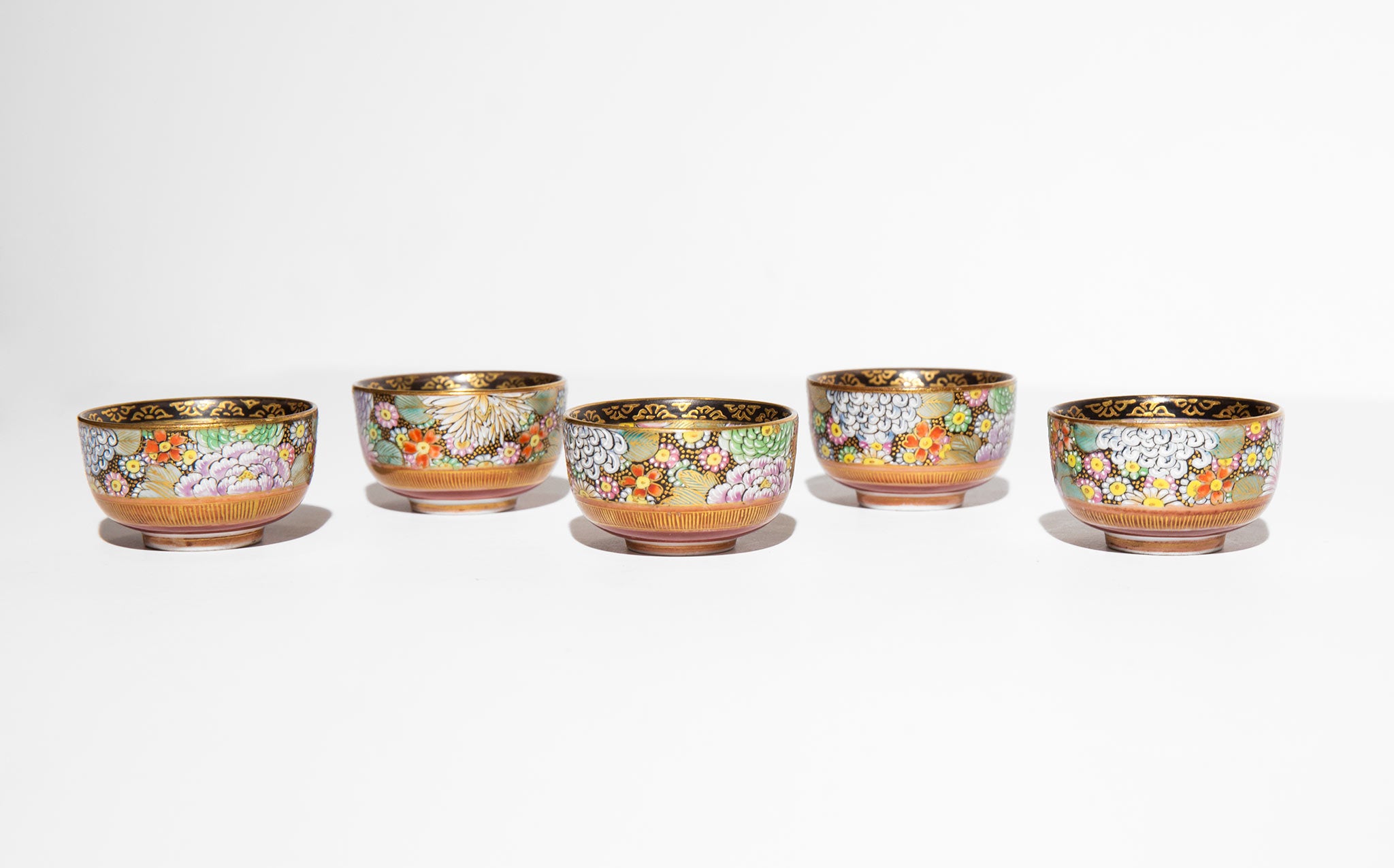Hand Painted Japanese Floral Sake Cups