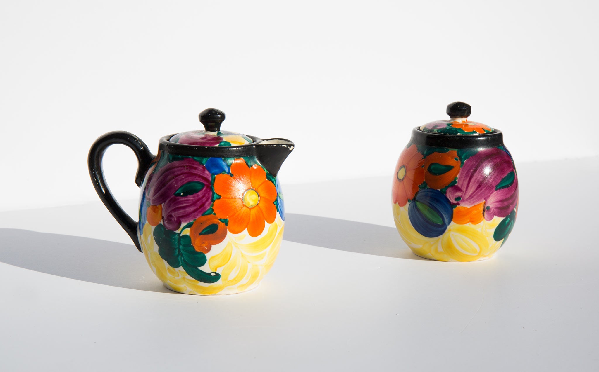 Hand Painted Floral Sugar and Creamer