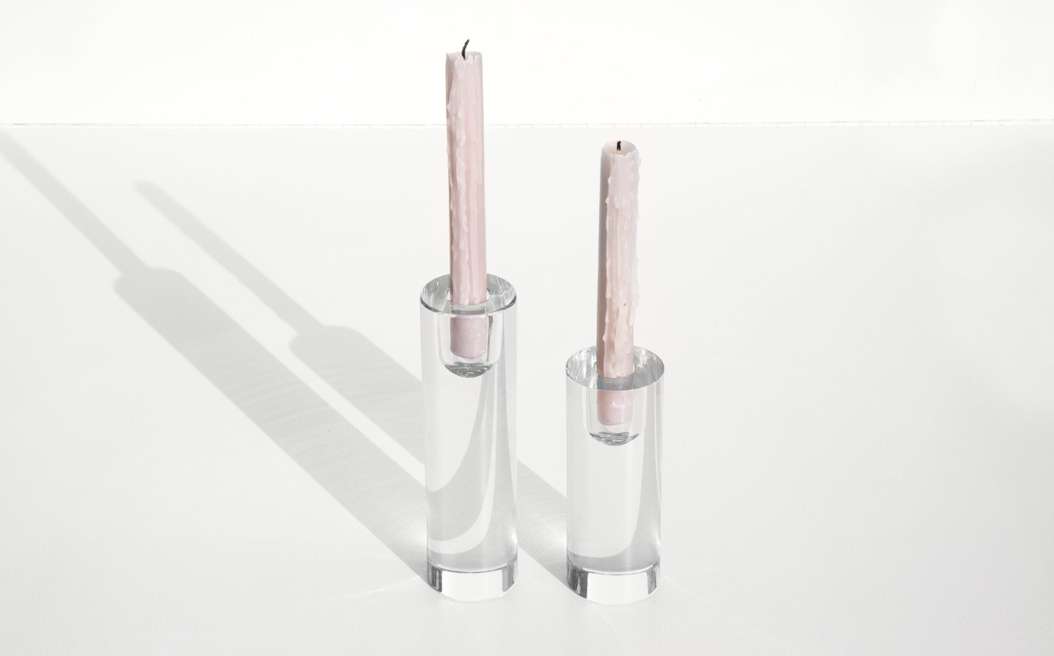 Mid Century Crystal Candlestick Set