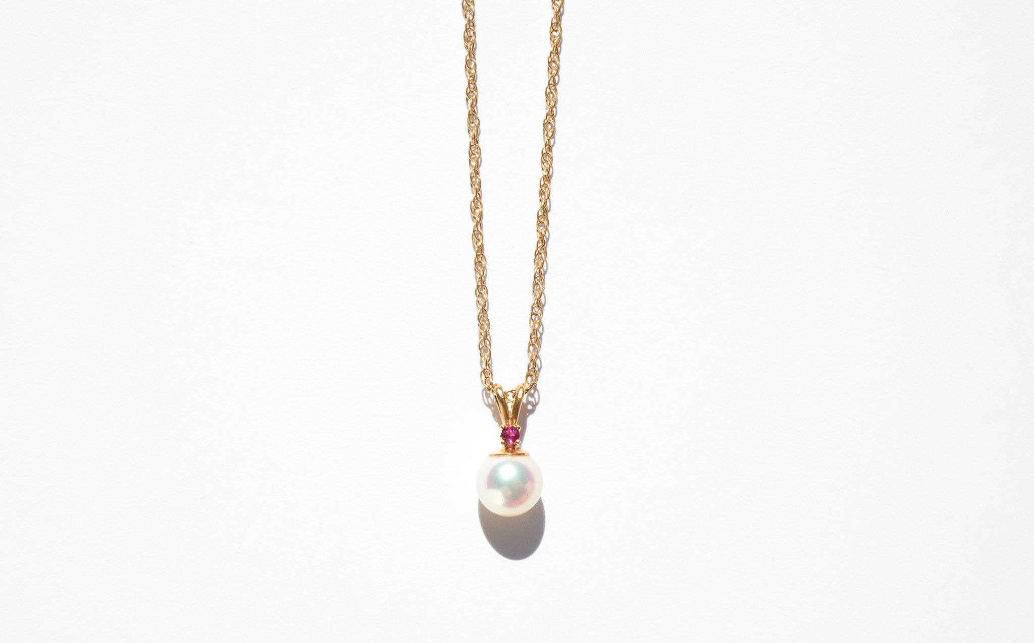 Pearl and Ruby Pendant Necklace