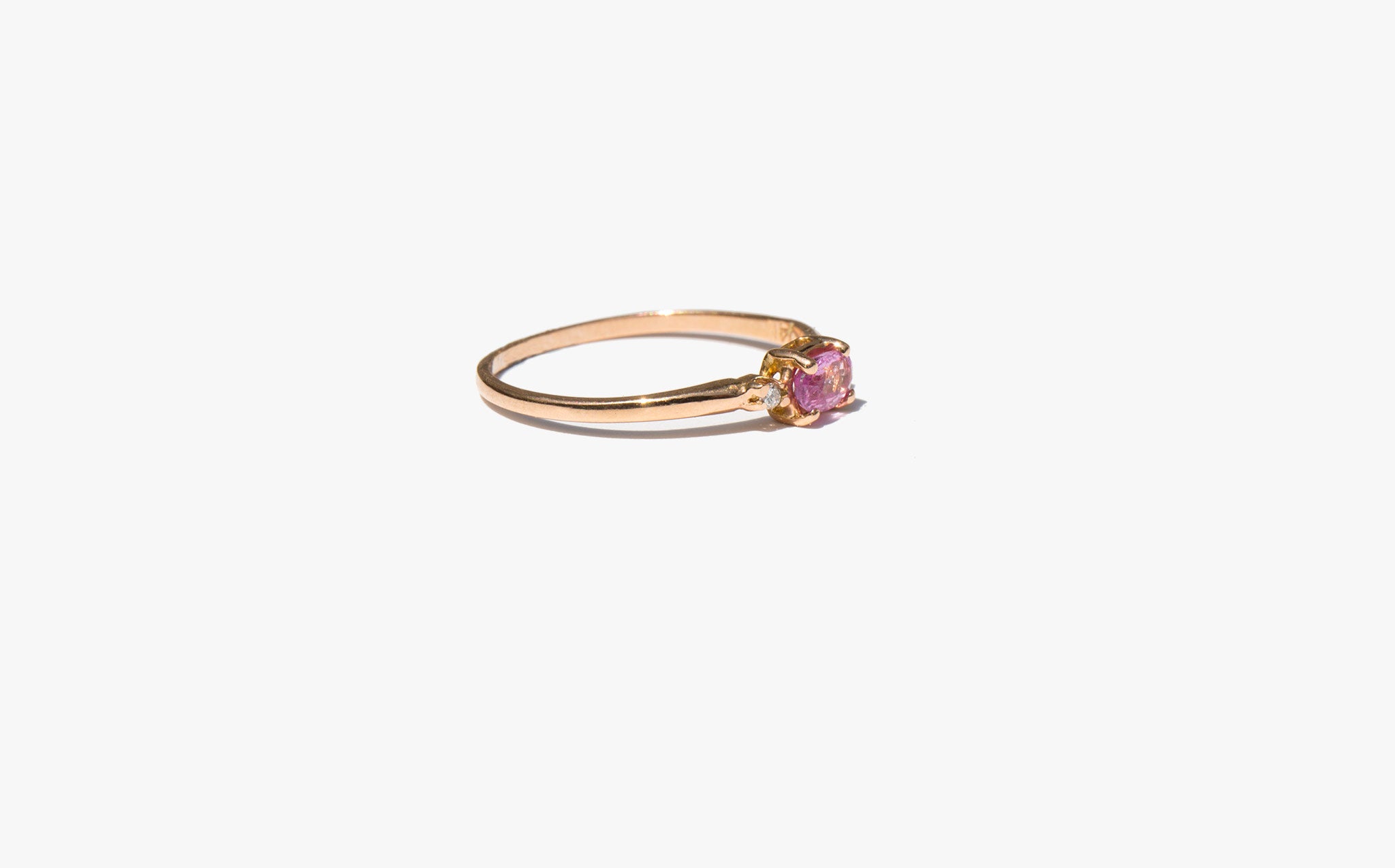 Pink Sapphire and Diamond Sweetheart Ring