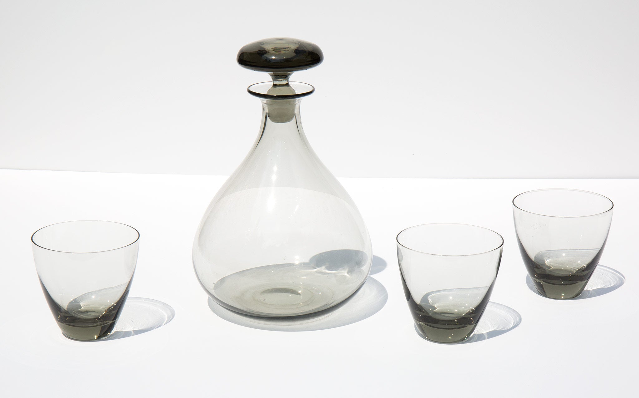 Smoke Glass Decanter with Glasses