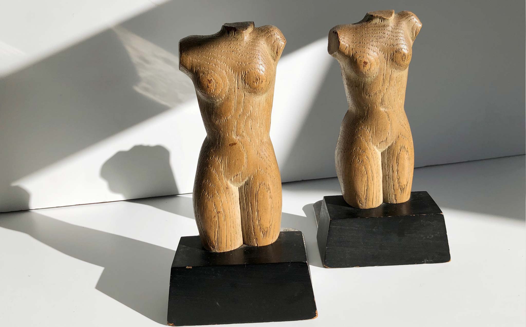 Wooden Carved Torso Bookends