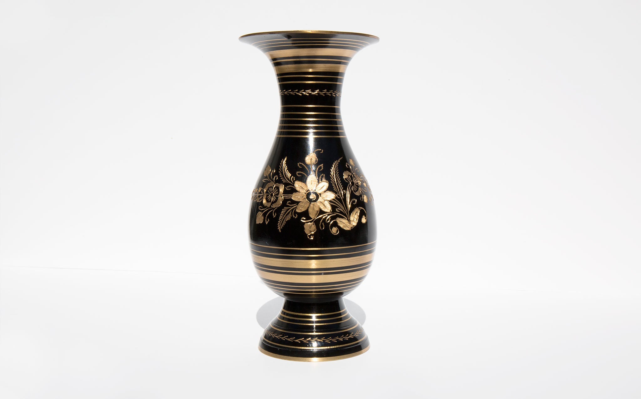 Black Brass Etched Vase
