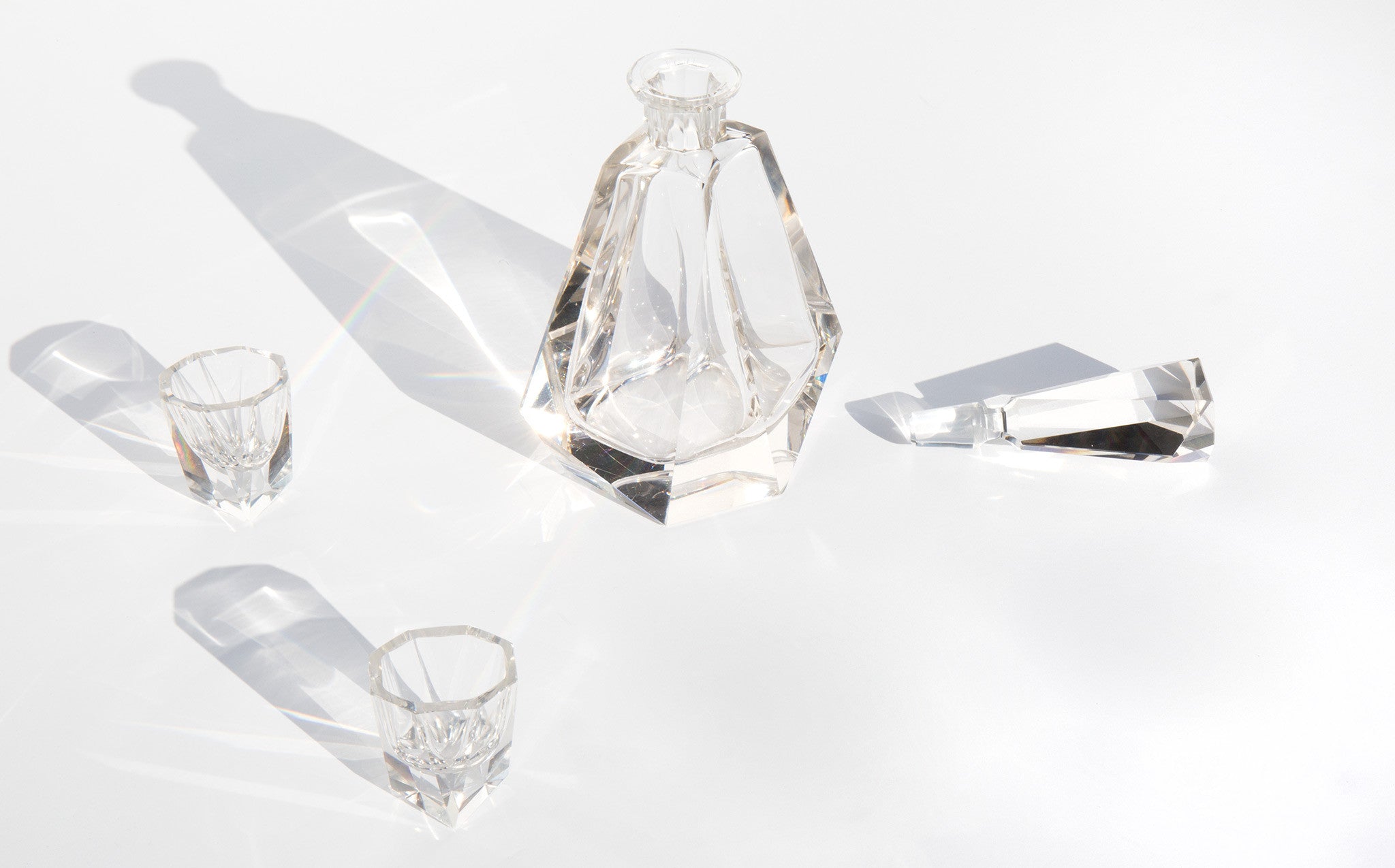 Crystal Prism Decanter and Glasses