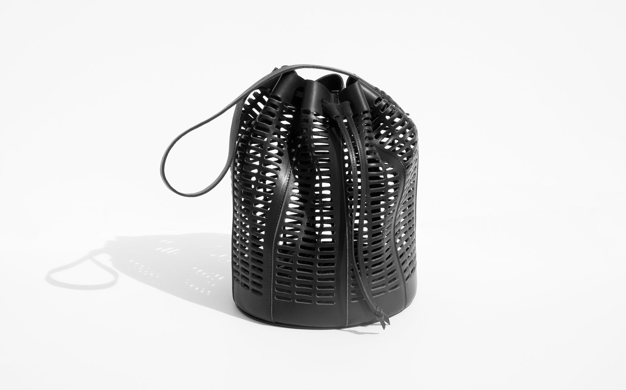 Modern Weaving Black Oval Die Cut Bucket Bag