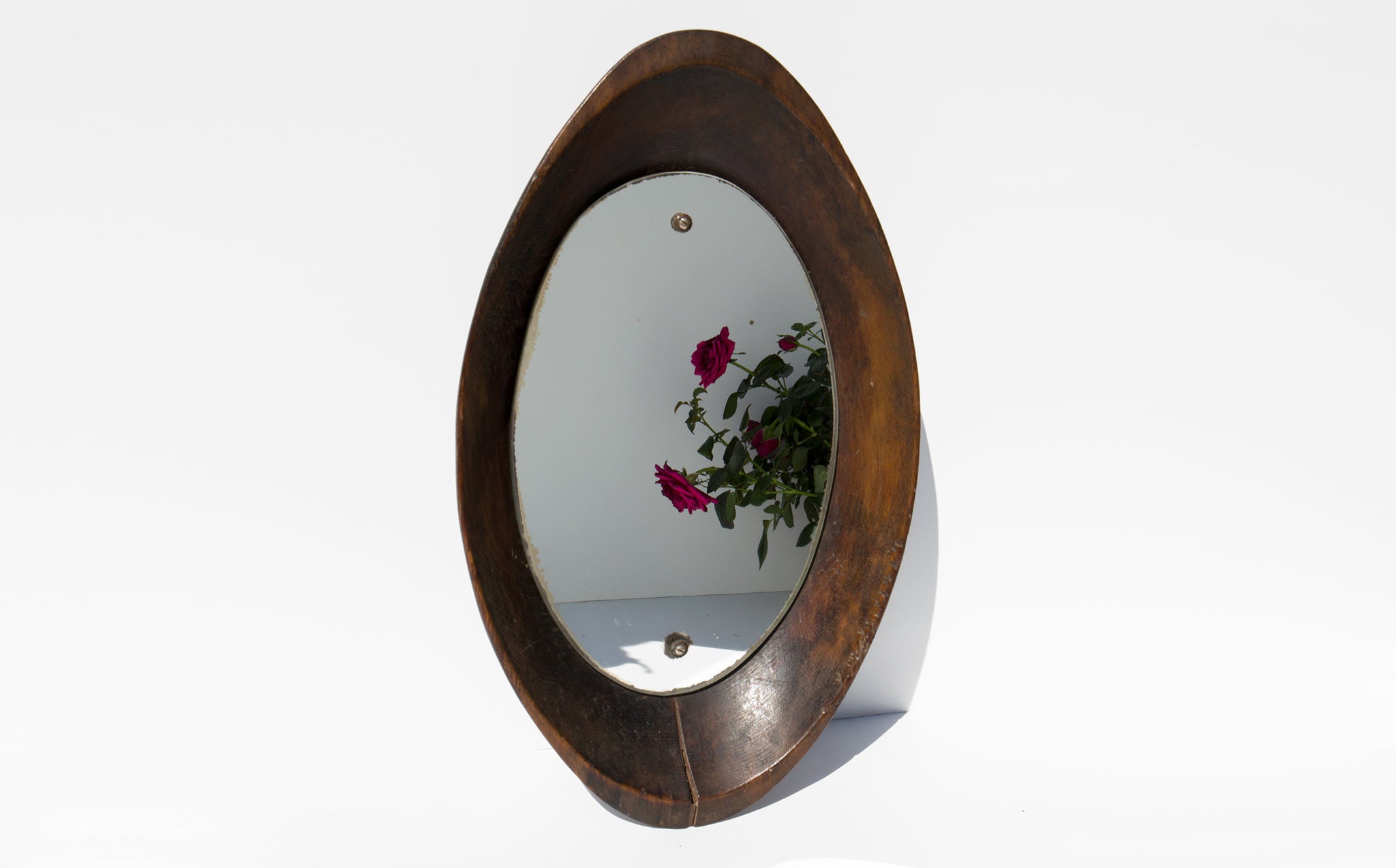Vintage Wooden Bowl Mirror