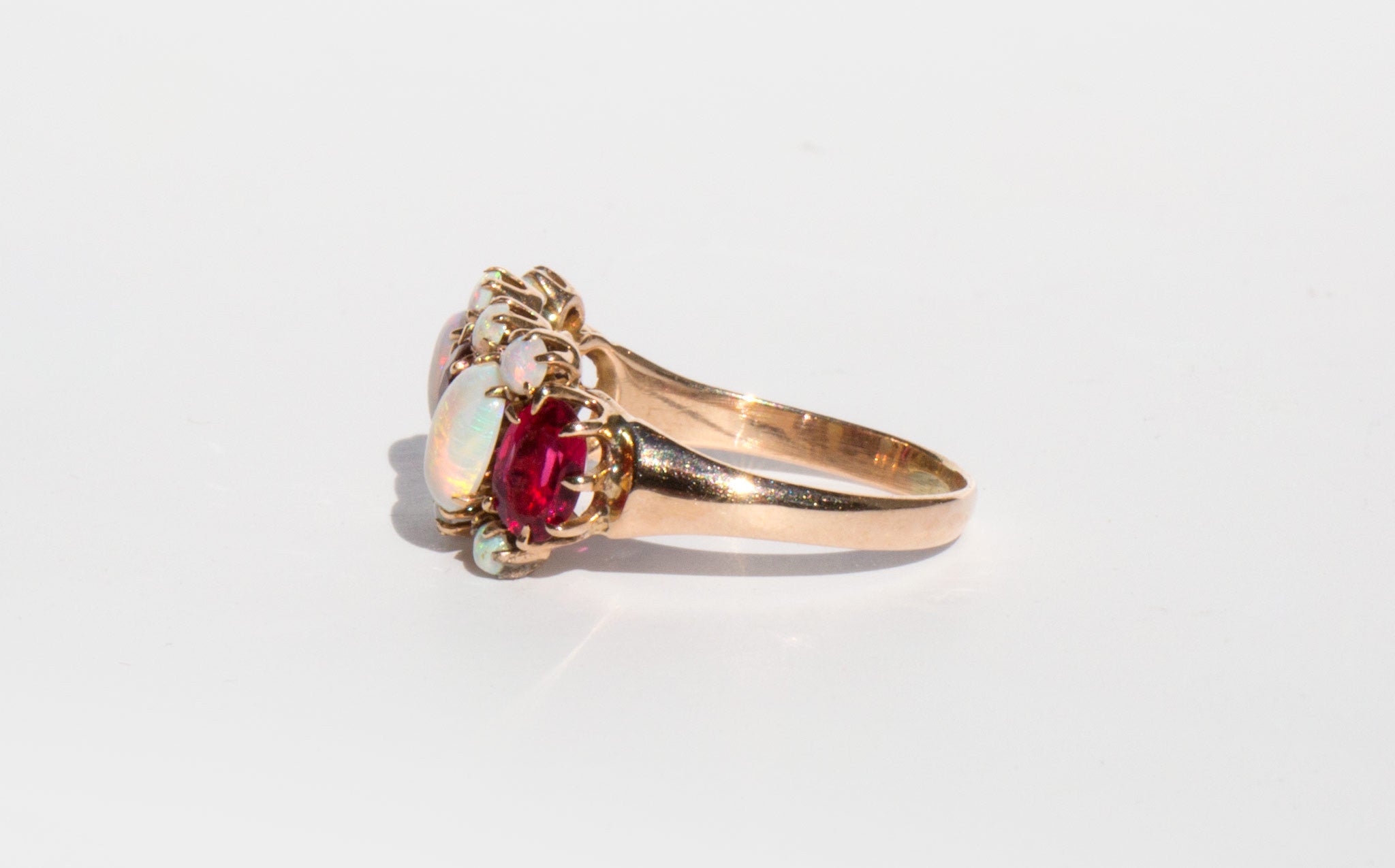Victorian 14k Opal and Garnet Ring