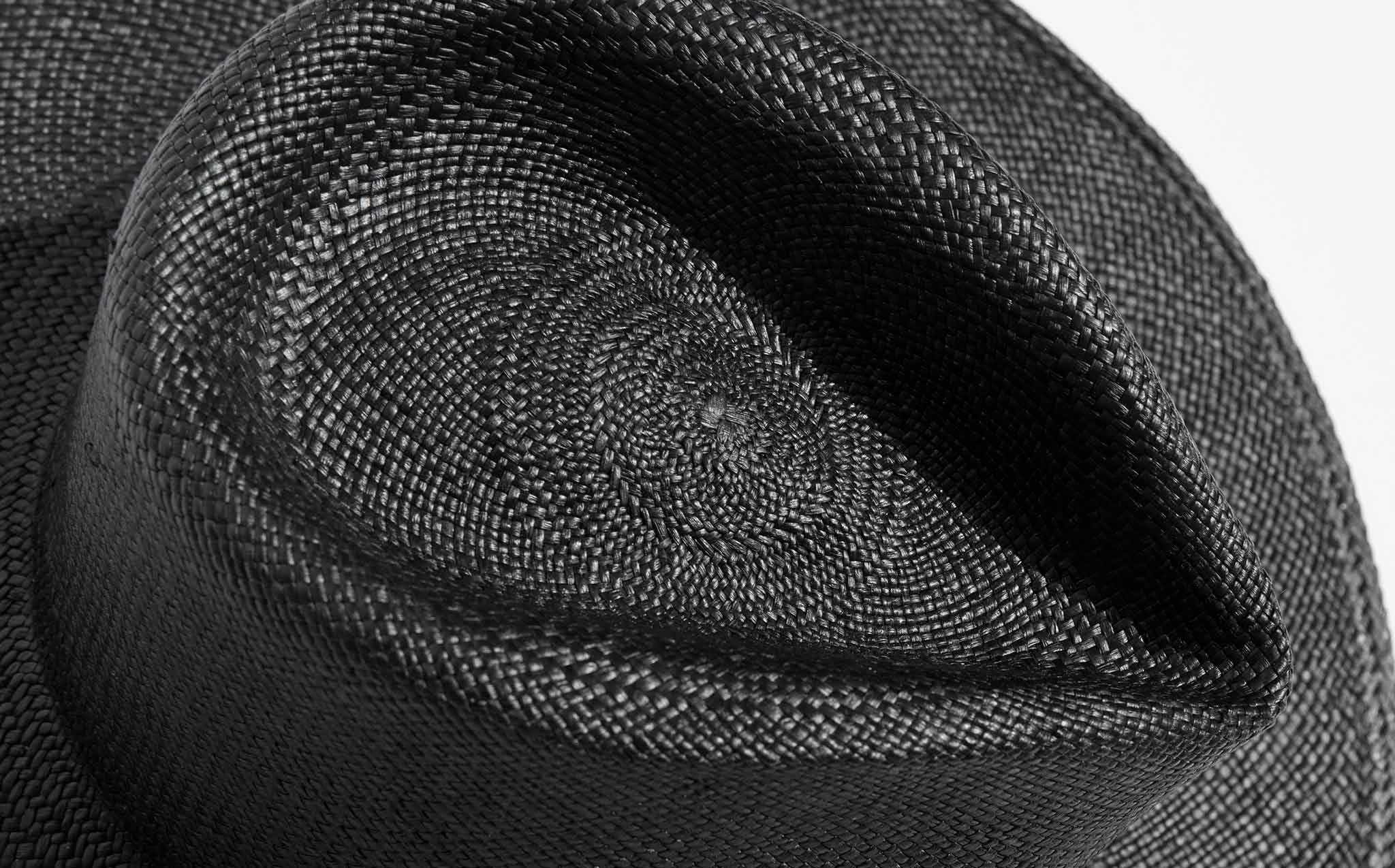Clyde Black Wide Brim Pinch Panama Hat