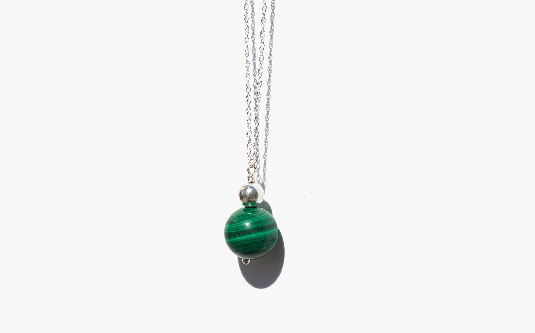 Sterling and Malachite Sphere Necklace