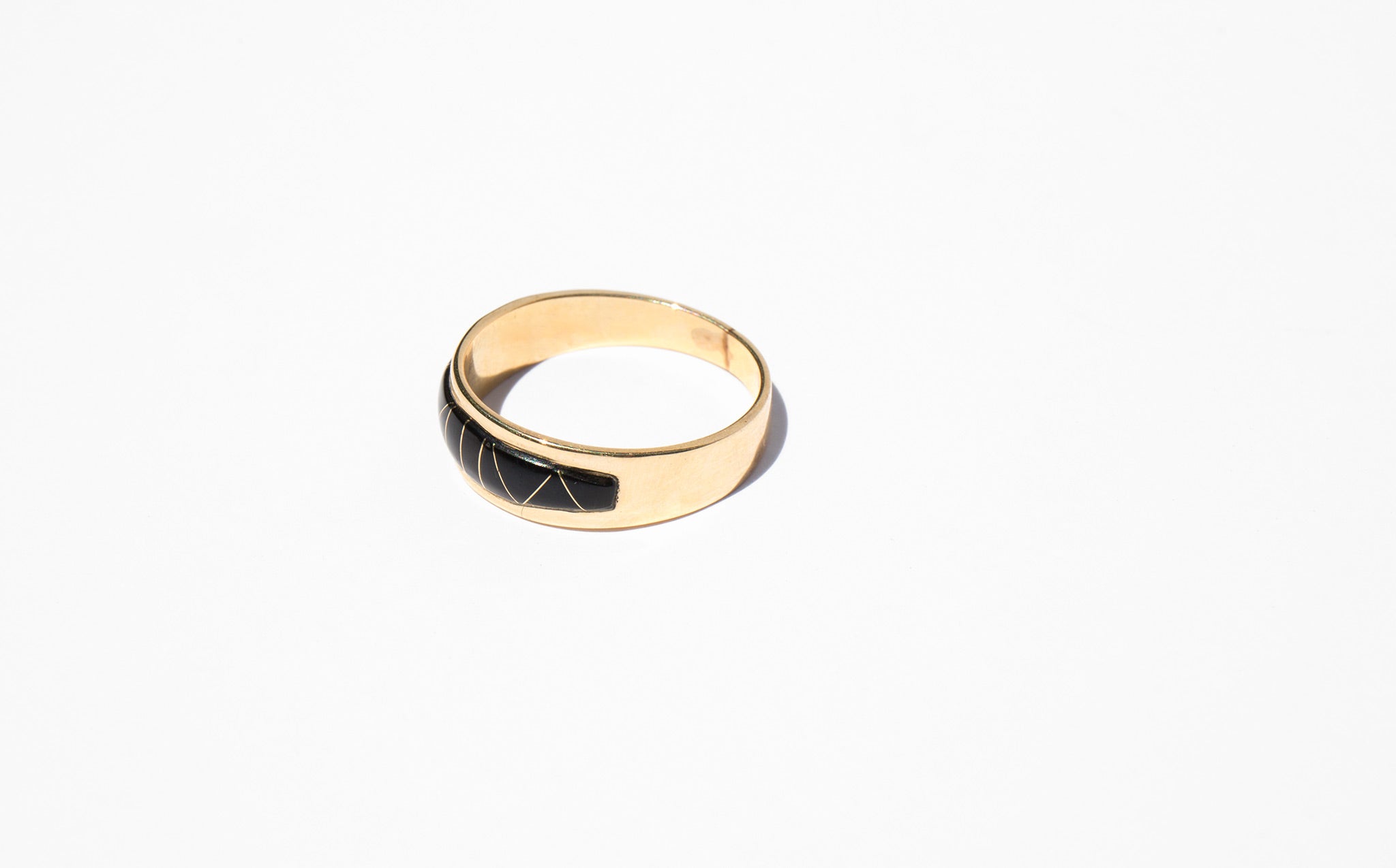 Jet Inlay and 14K Gold Band