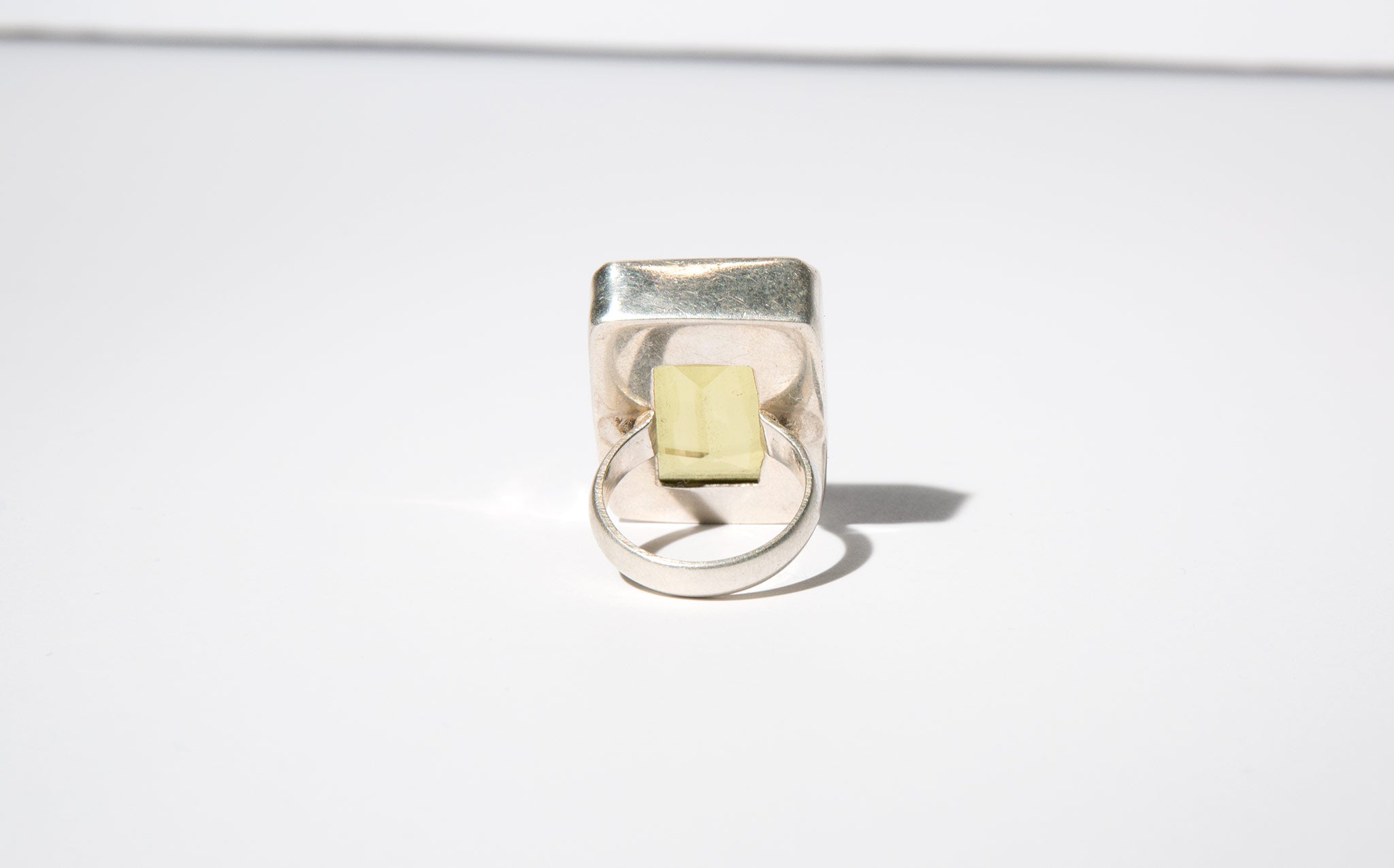 Chartreuse and Sterling Cocktail Ring