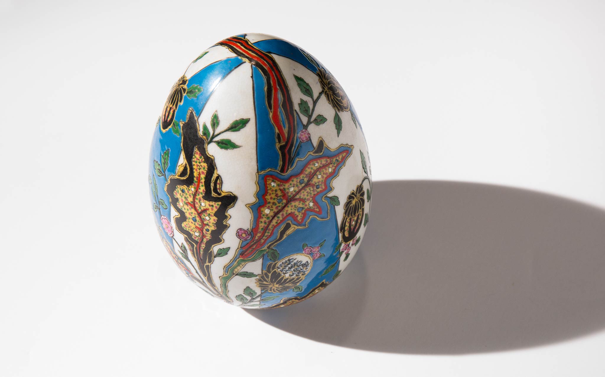 Hand Painted Floral Ceramic Egg