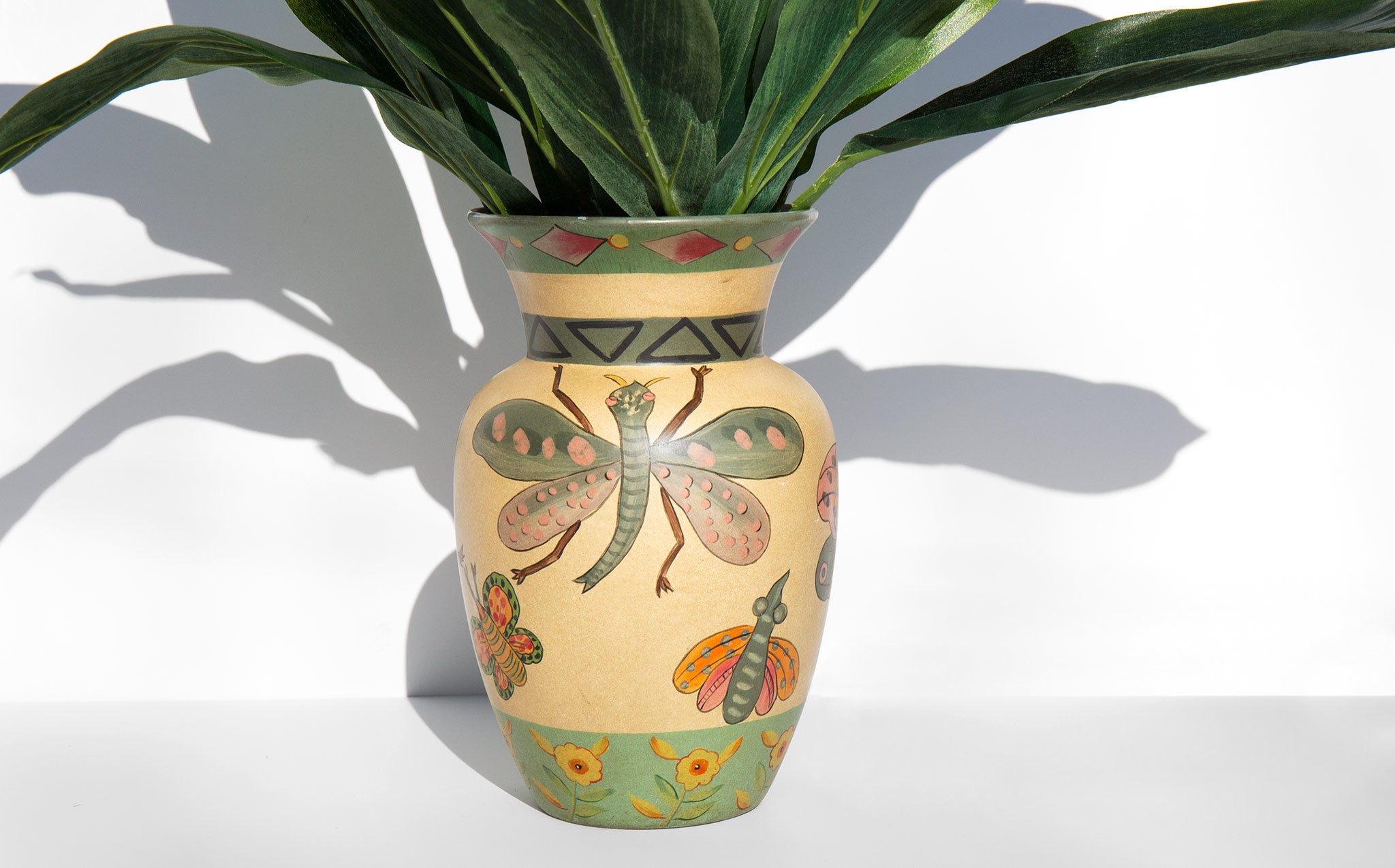Folk Art Butterfly Vase