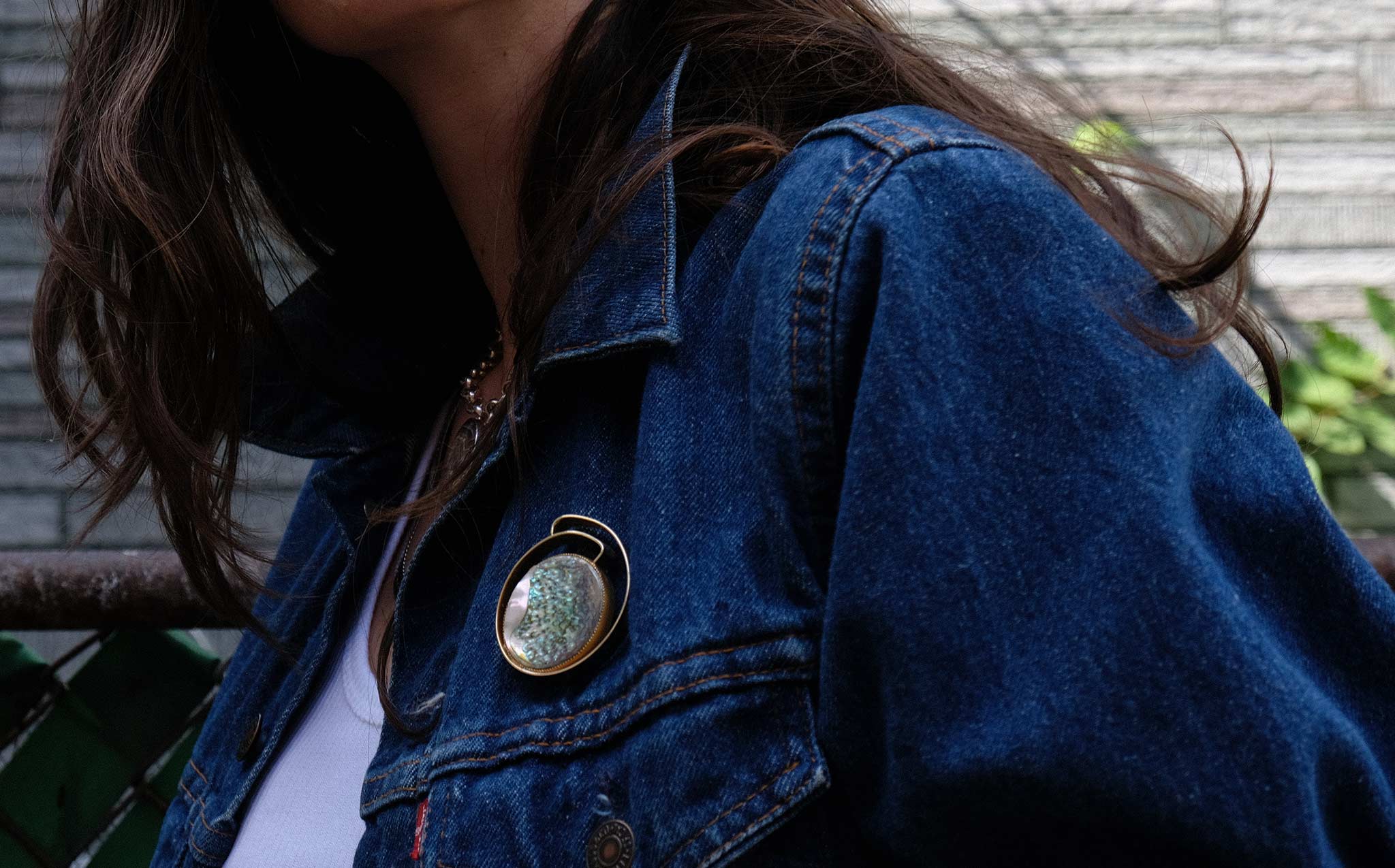 Vintage Levi's Denim Jacket With Abalone Pin
