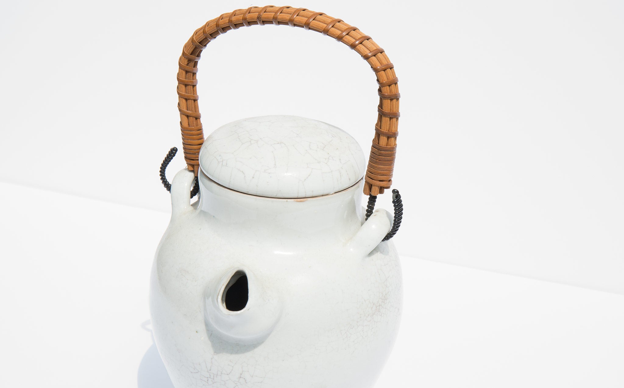 Crackle Glazed Tea Pot With Handle
