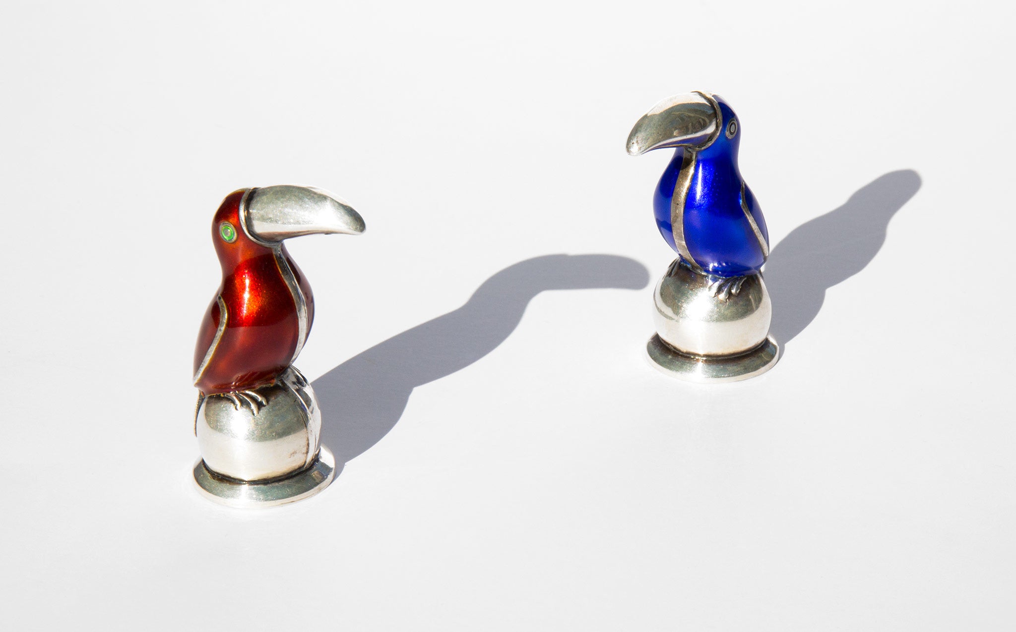 Sterling Silver With Enamel Toucan Salt and Pepper