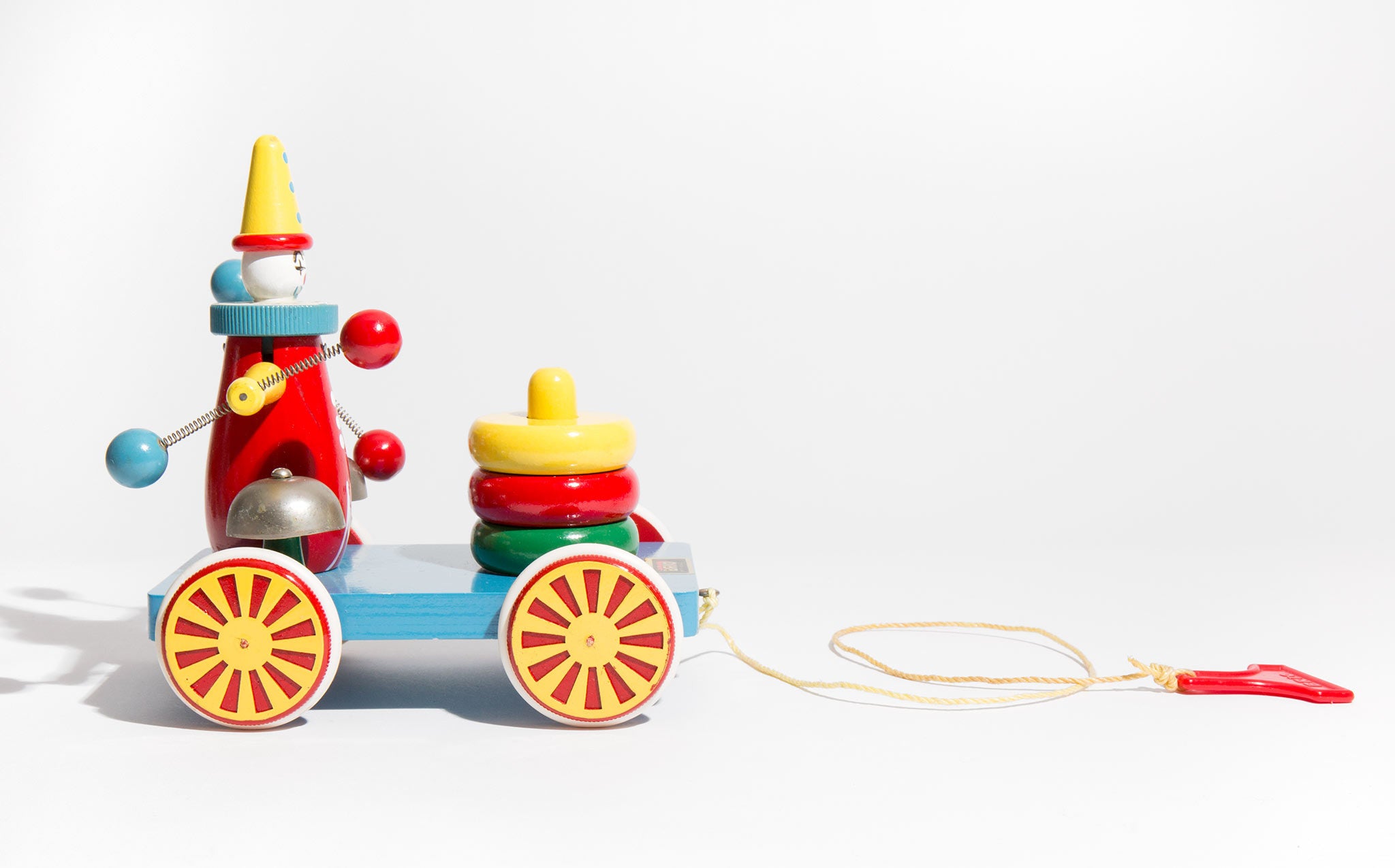 Swedish Wooden Clown Car Pull Toy
