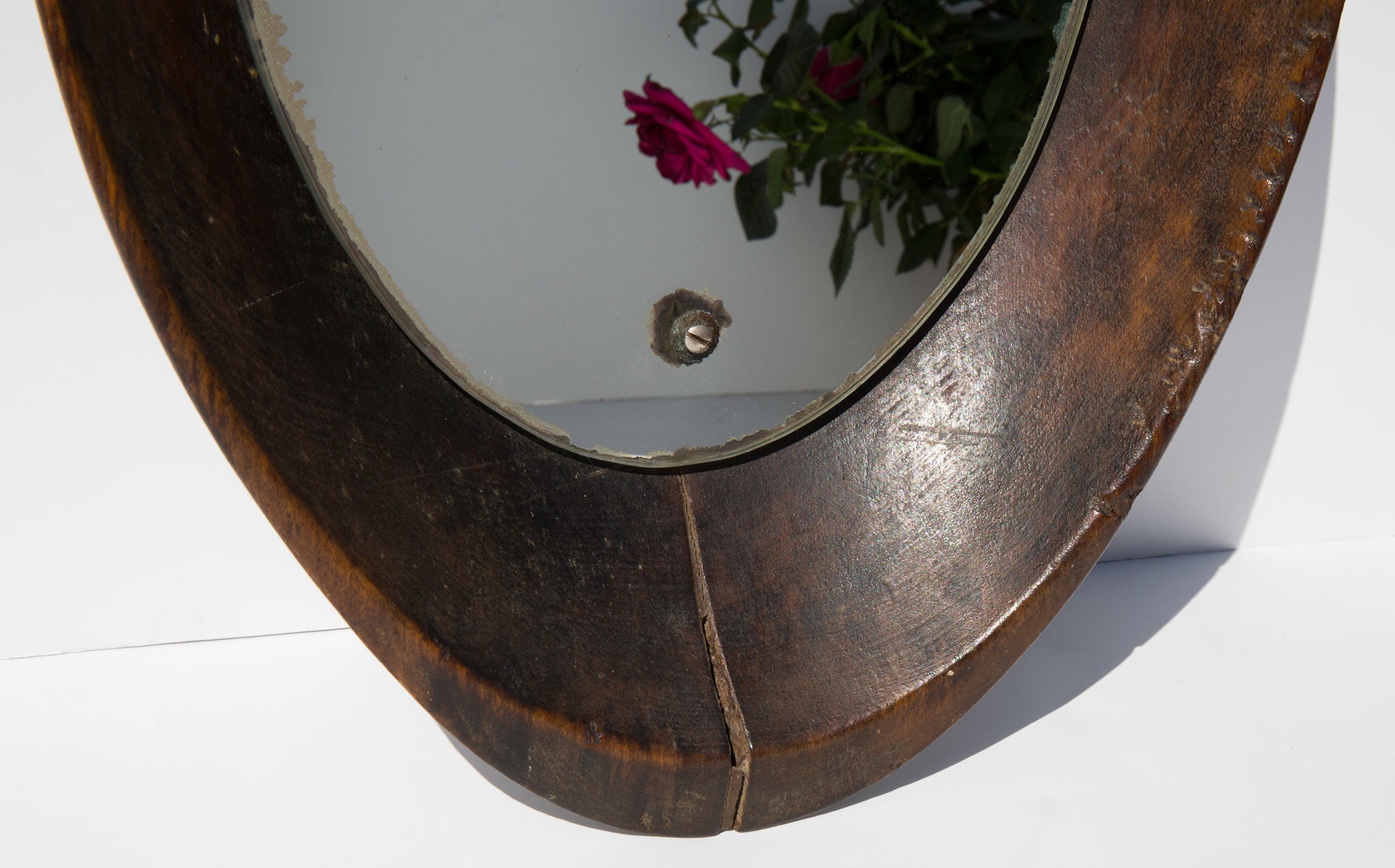Vintage Wooden Bowl Mirror