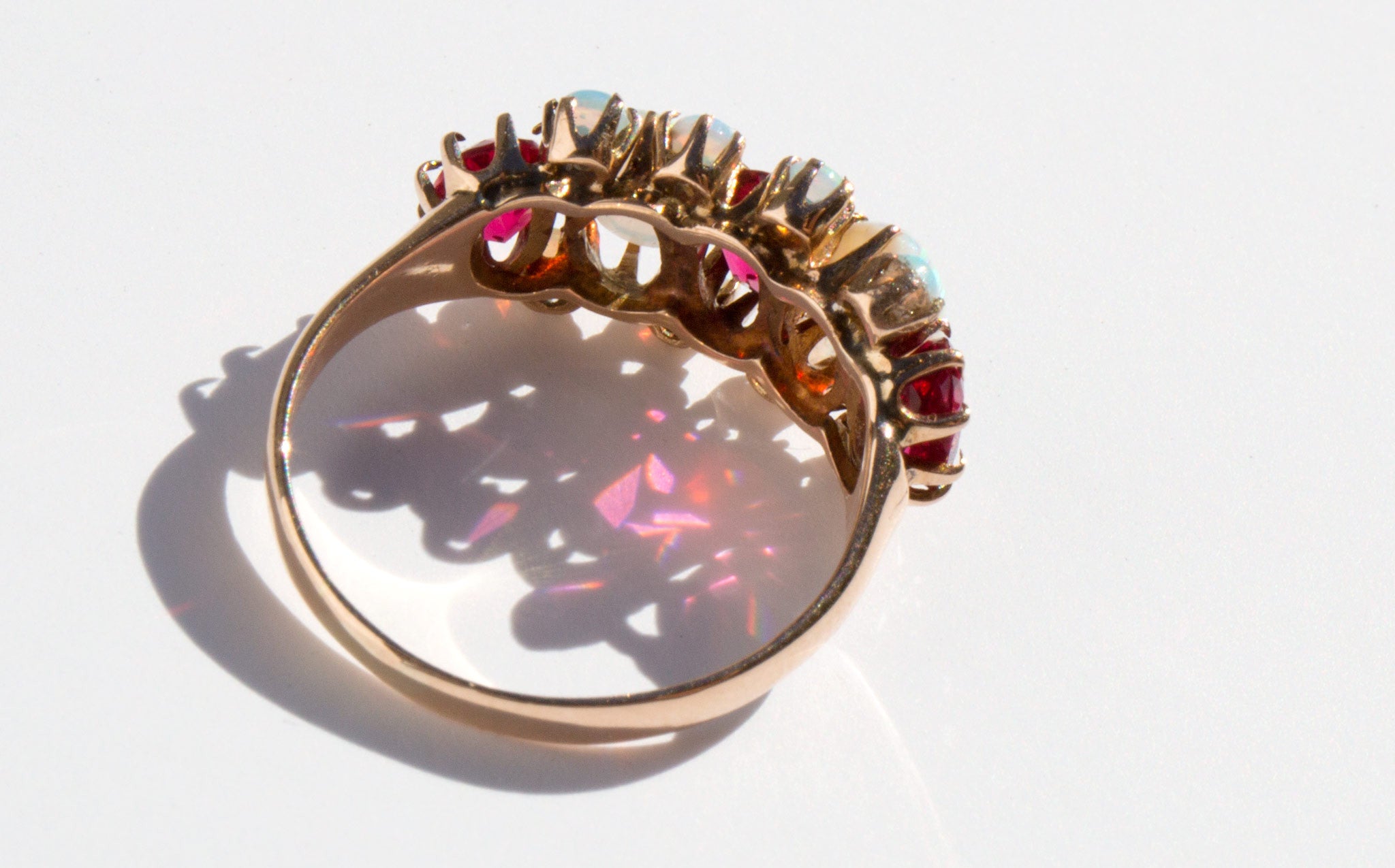 Victorian 14k Opal and Garnet Ring