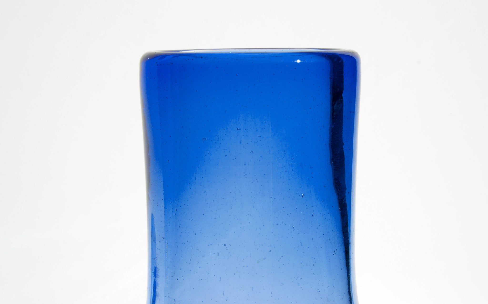 Etched Cobalt Mexican Bureau Pitcher with Glass