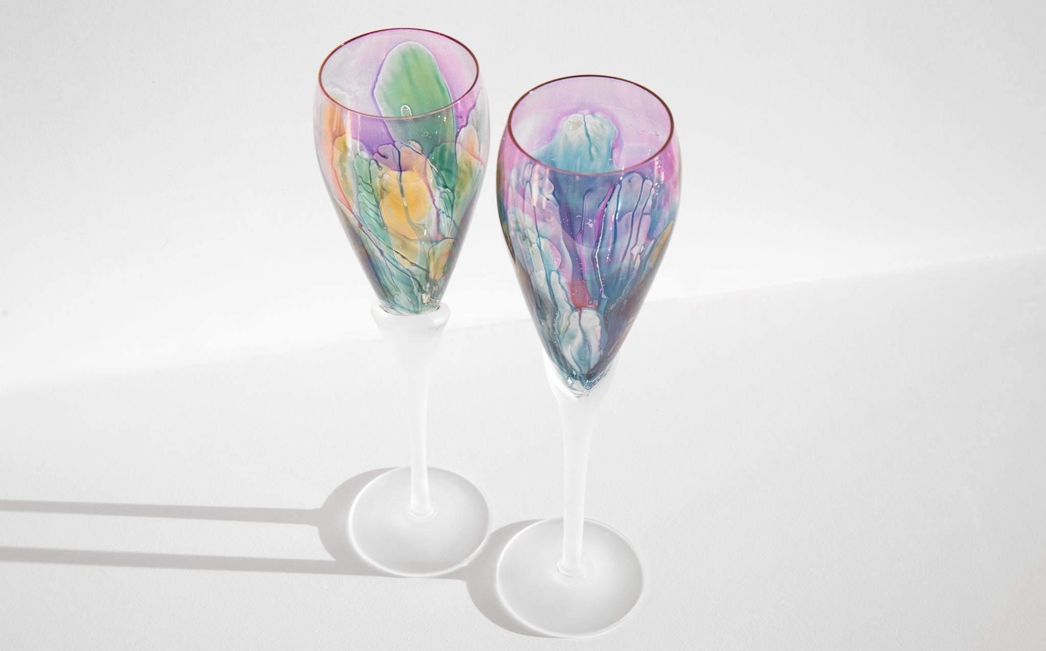 Art Glass Champagne Flutes