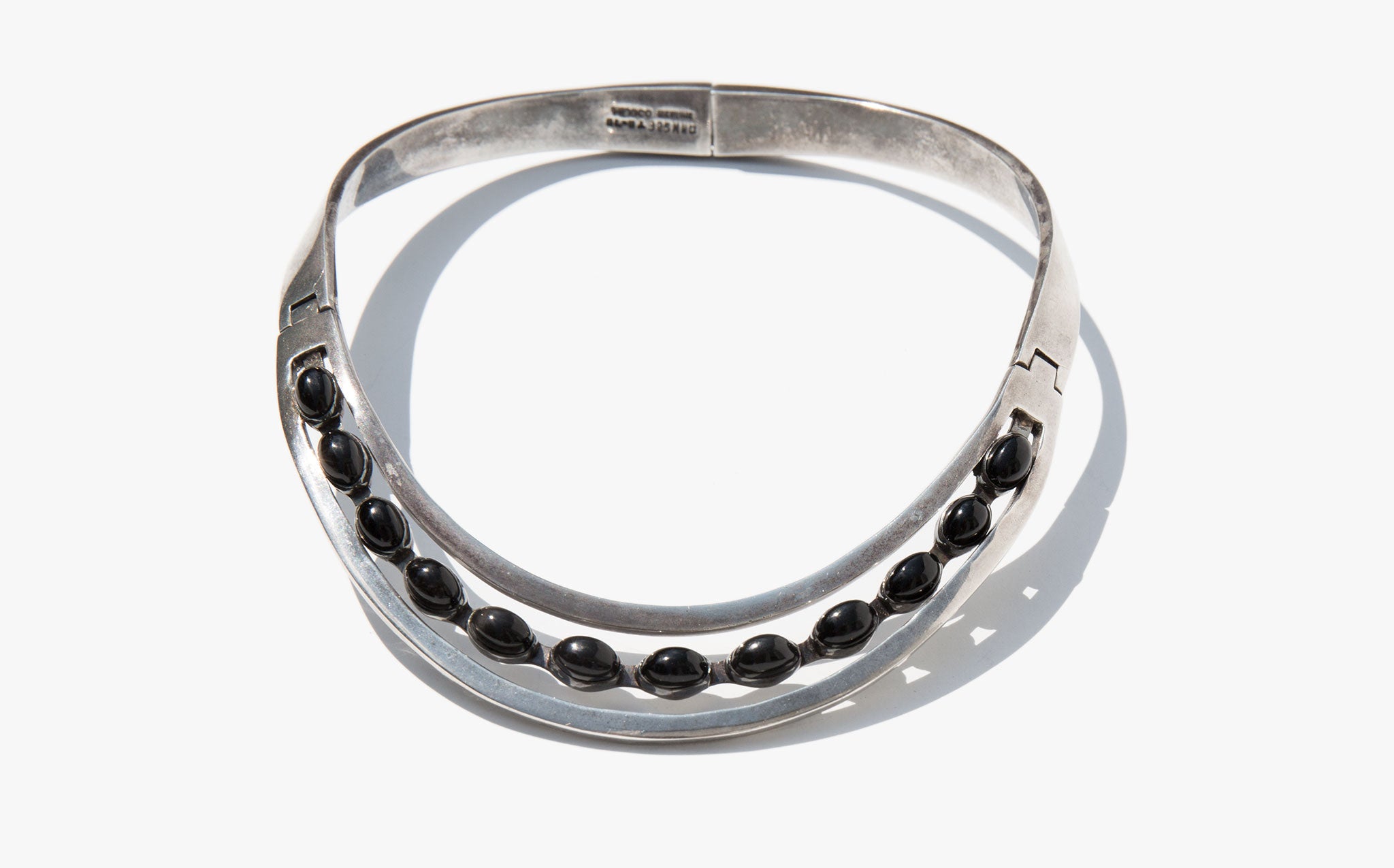 Mexican Sterling Collar With Deep Black Stones