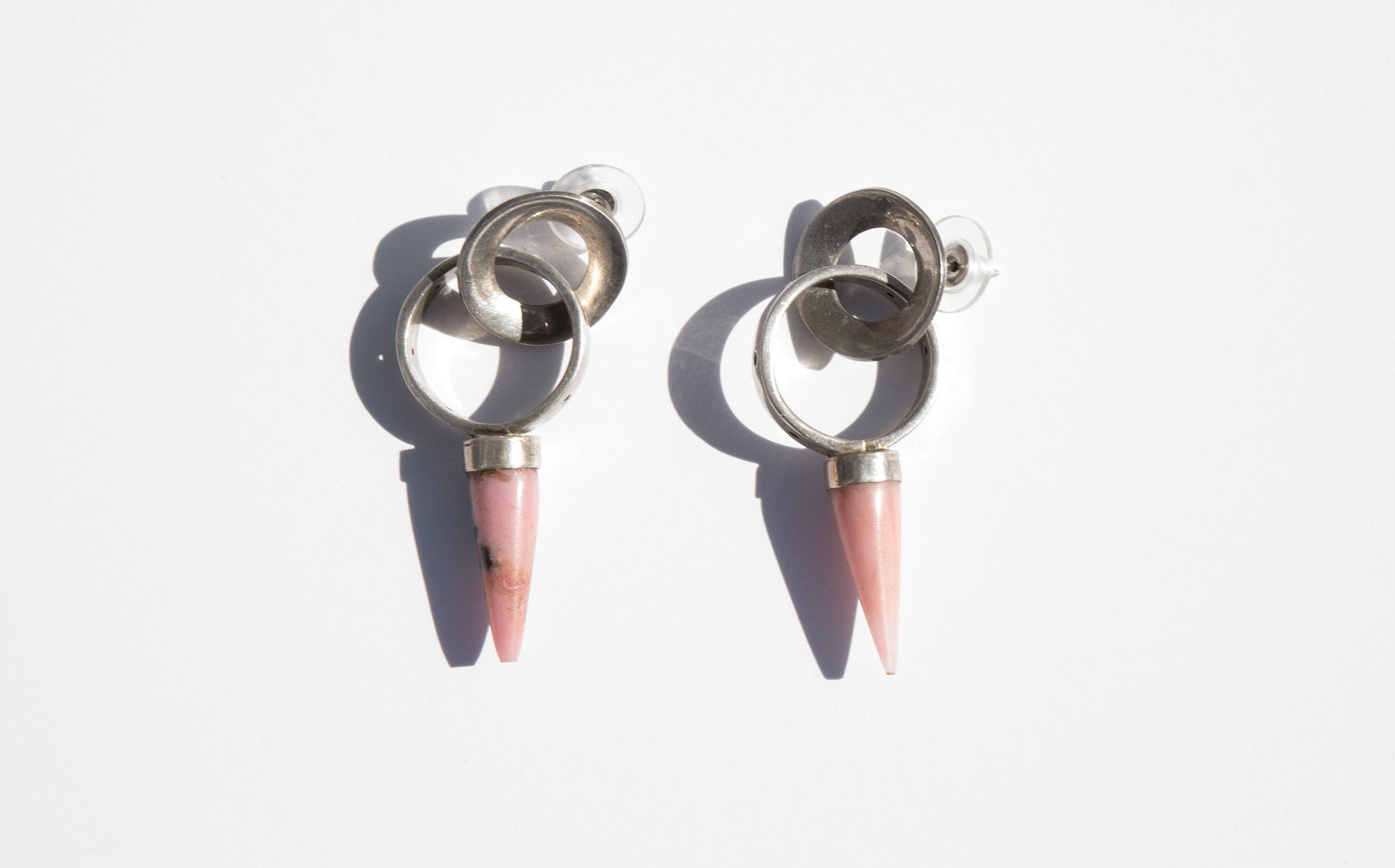 Sterling and Pink Stone Earrings