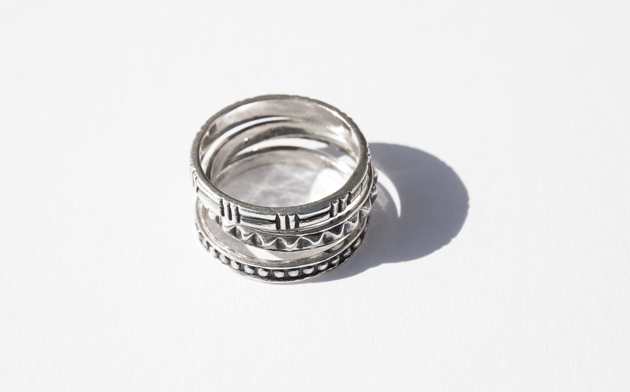 Sterling Silver Patterned Stacking Rings