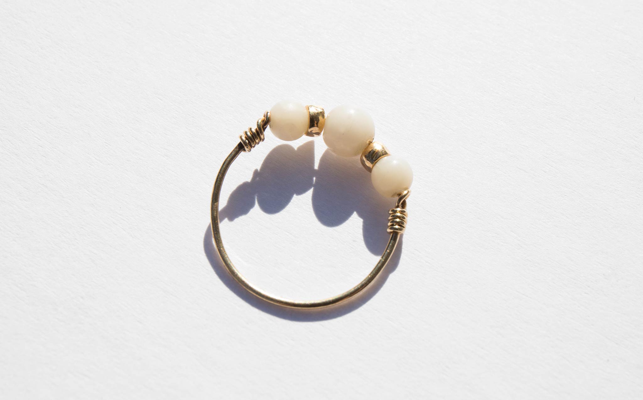 Gold and Coral Wire Ring